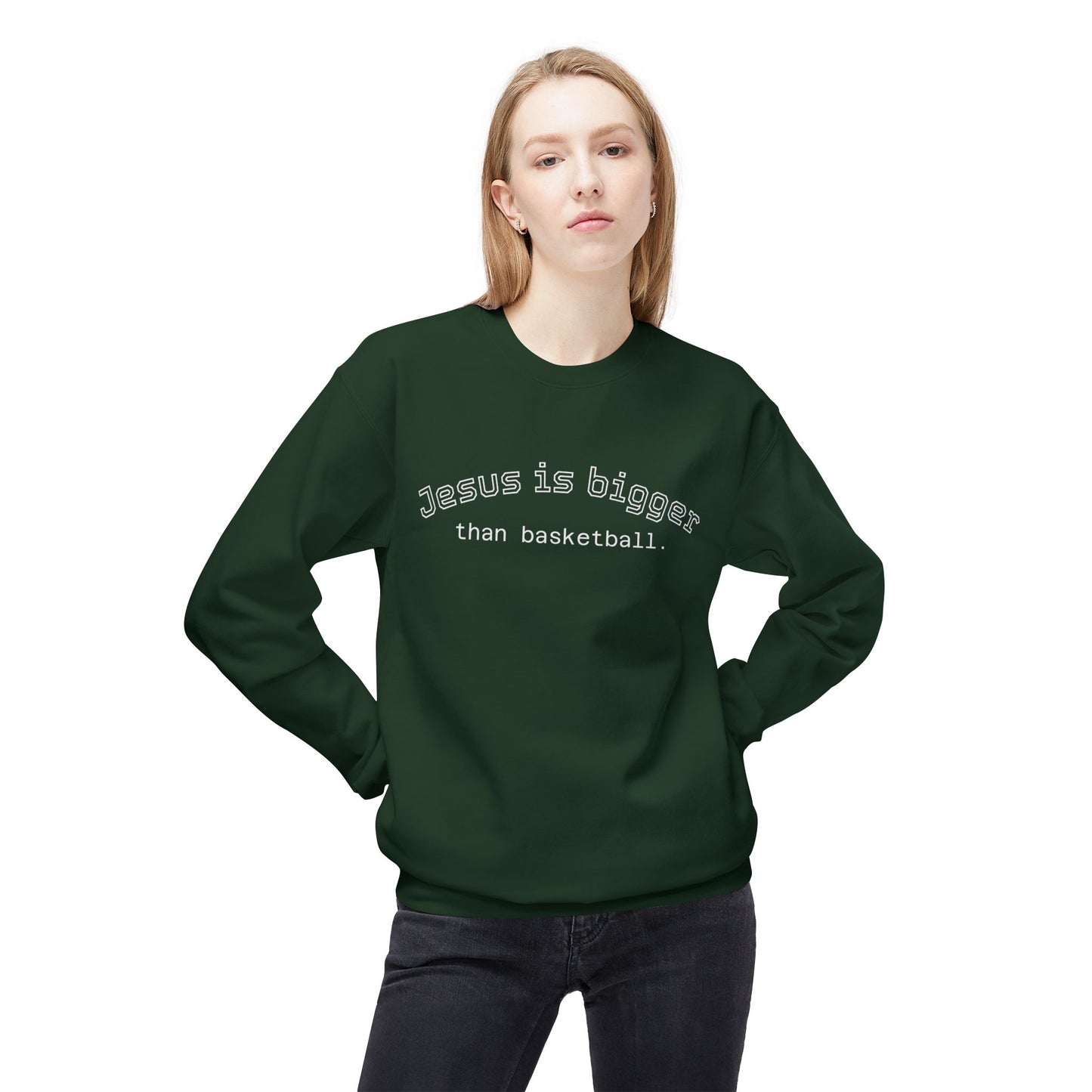 Light Weight Jesus is bigger than basketball Crew Neck
