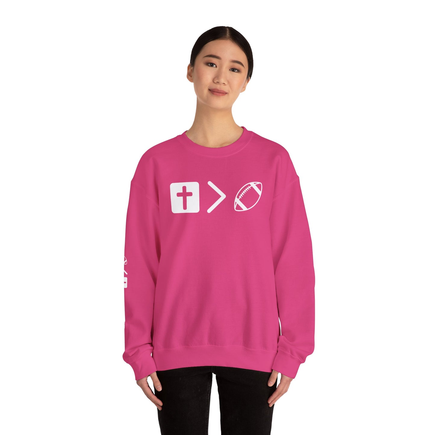 Jesus is bigger than football Unisex Heavy Blend™ Crewneck Sweatshirt