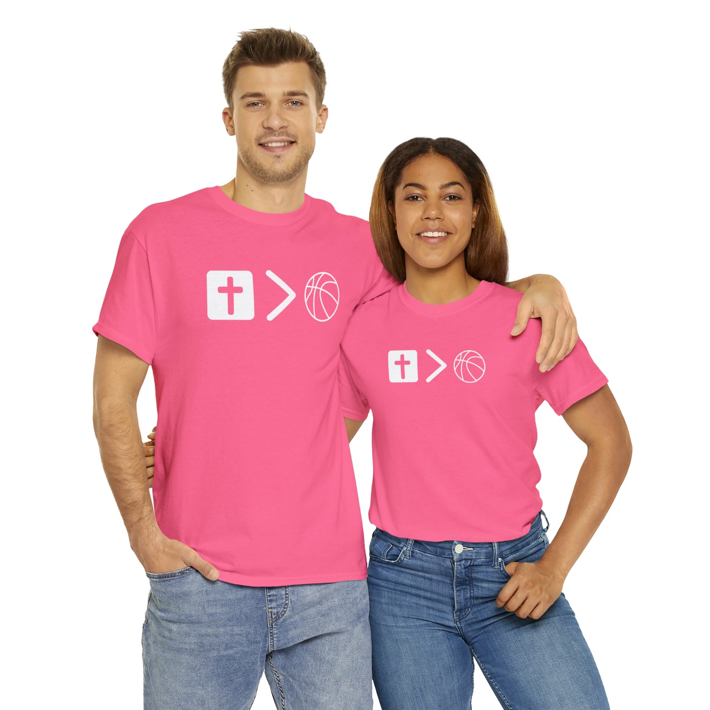 NEON Jesus is bigger than basketball Unisex Heavy Cotton Tee