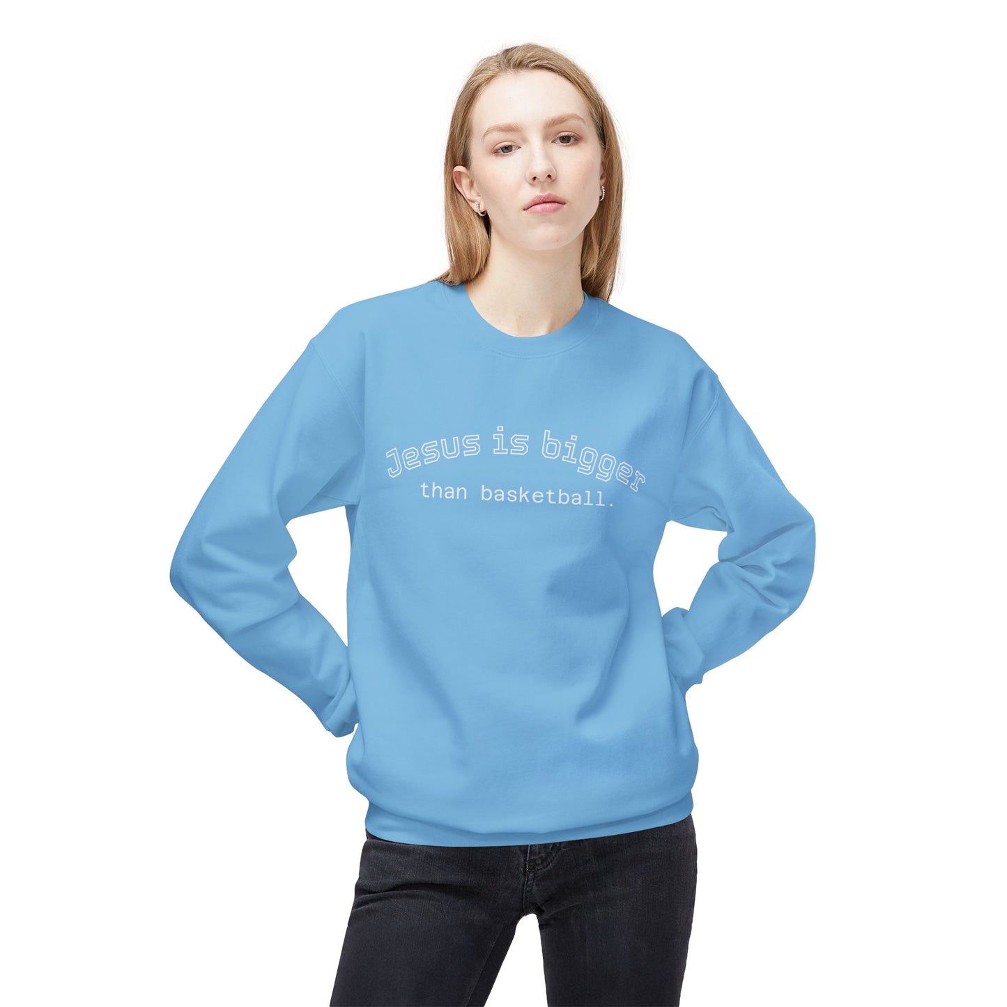 Light Weight Jesus is bigger than basketball Crew Neck