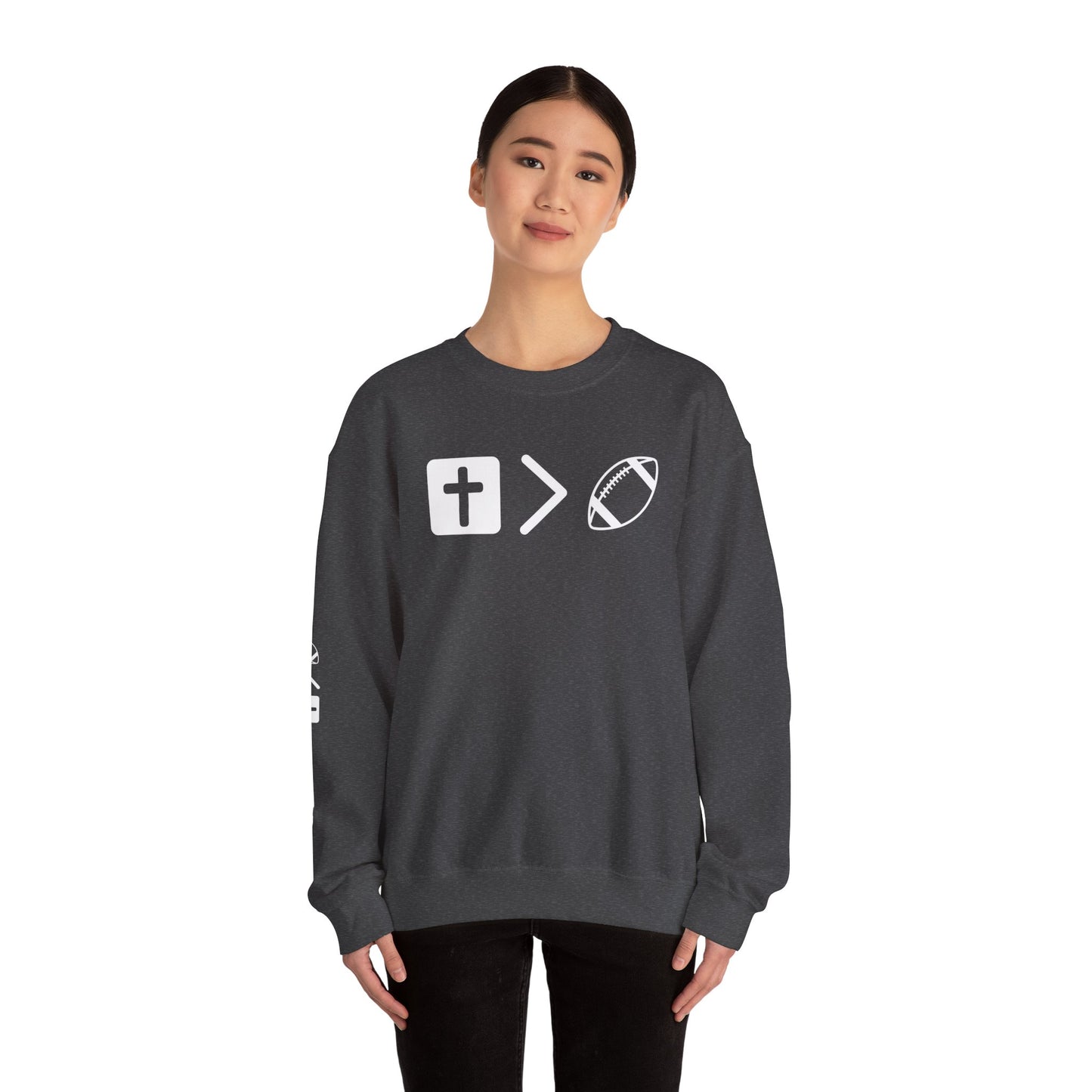 Jesus is bigger than football Unisex Heavy Blend™ Crewneck Sweatshirt