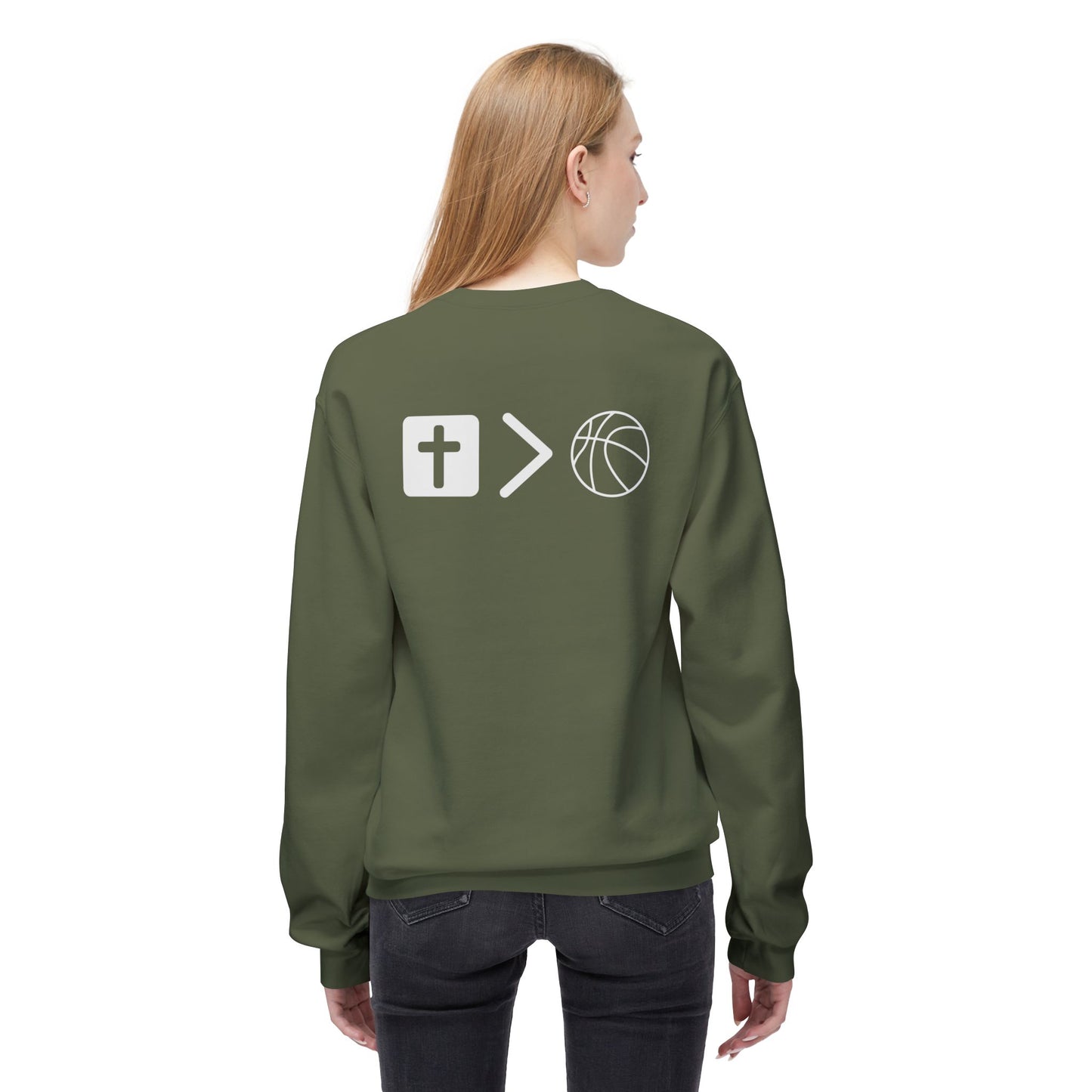 Light Weight Jesus is bigger than basketball Crew Neck