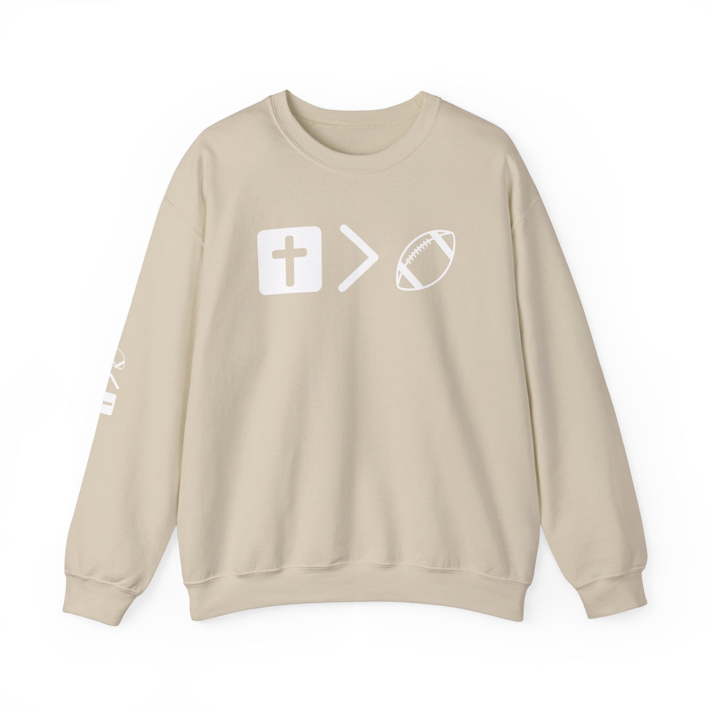Jesus is bigger than football Unisex Heavy Blend™ Crewneck Sweatshirt
