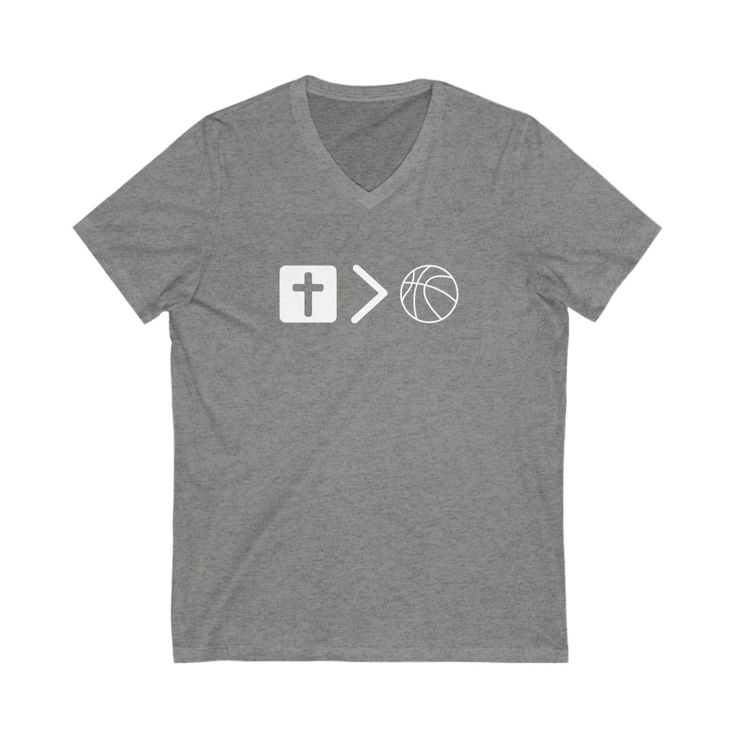V neck Unisex Jesus is bigger than basketball Tee
