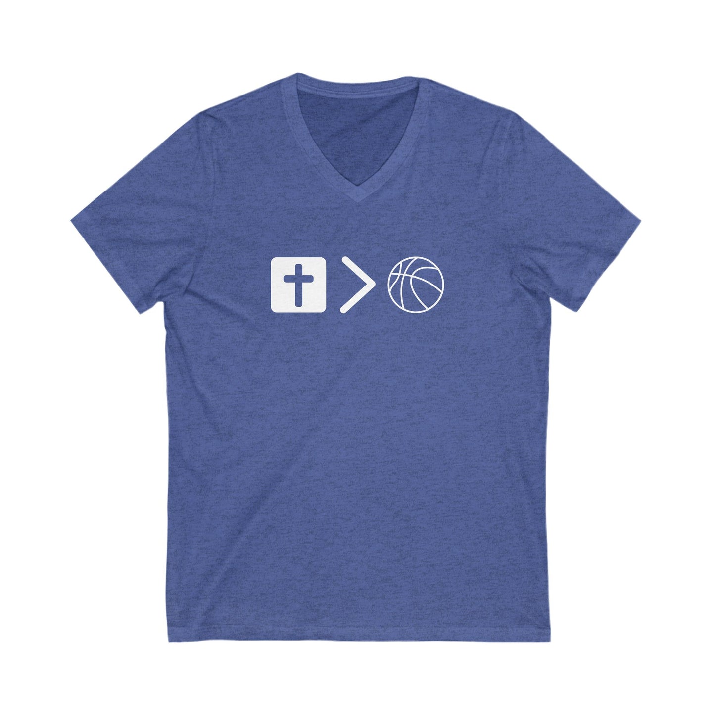 V neck Unisex Jesus is bigger than basketball Tee