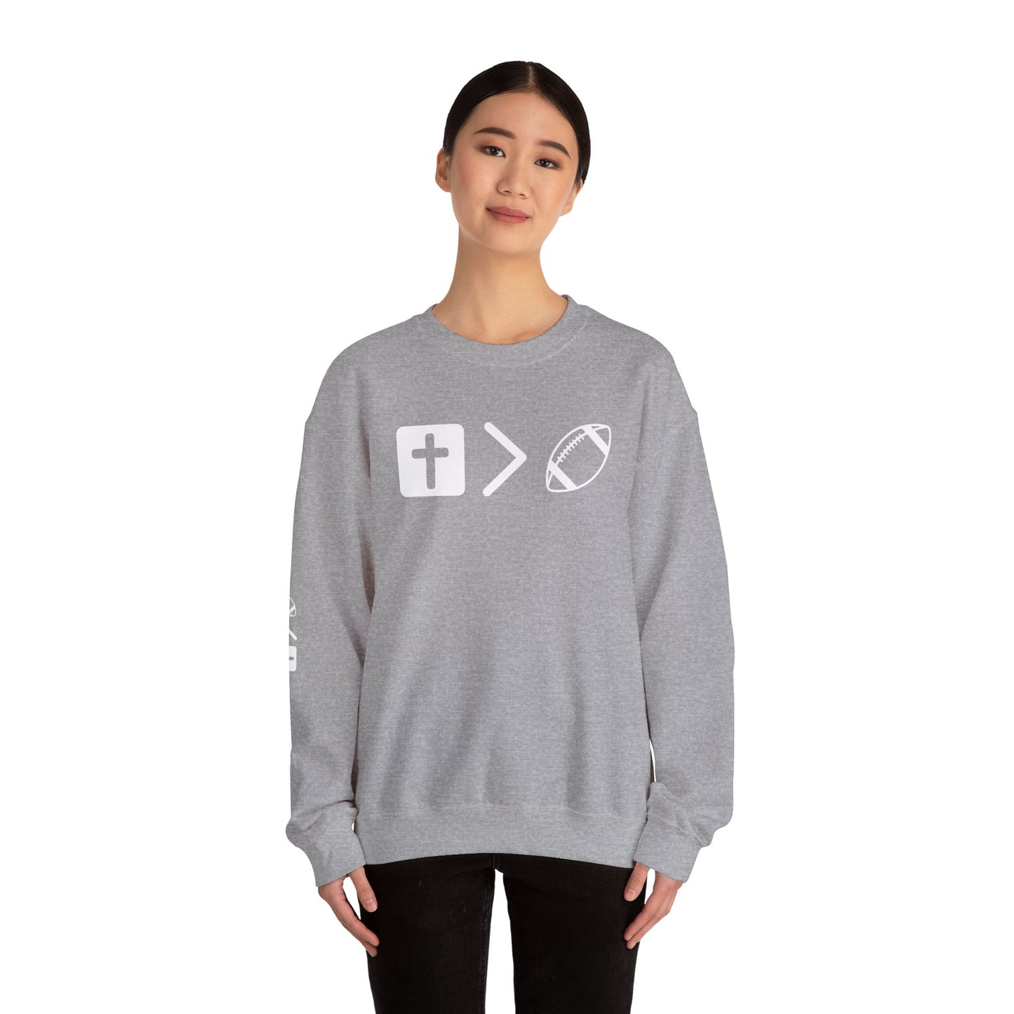 Jesus is bigger than football Unisex Heavy Blend™ Crewneck Sweatshirt