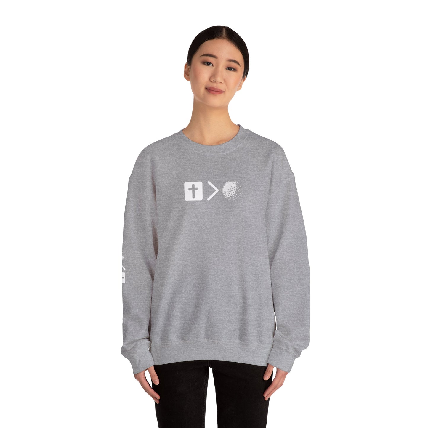 Jesus is bigger than golf Unisex Heavy Blend™ Crewneck Sweatshirt