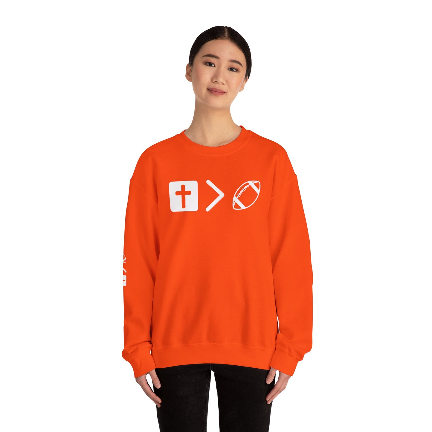 Jesus is bigger than football Unisex Heavy Blend™ Crewneck Sweatshirt