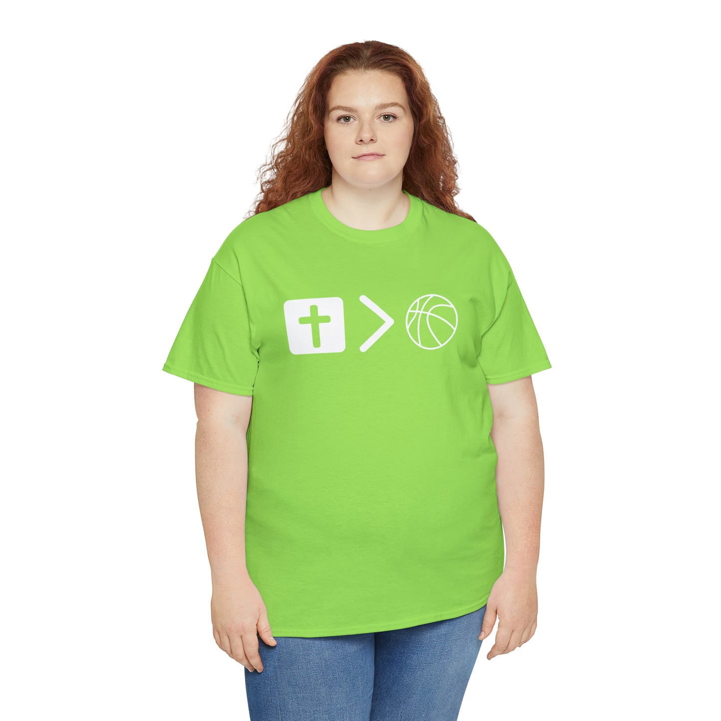 NEON Jesus is bigger than basketball Unisex Heavy Cotton Tee