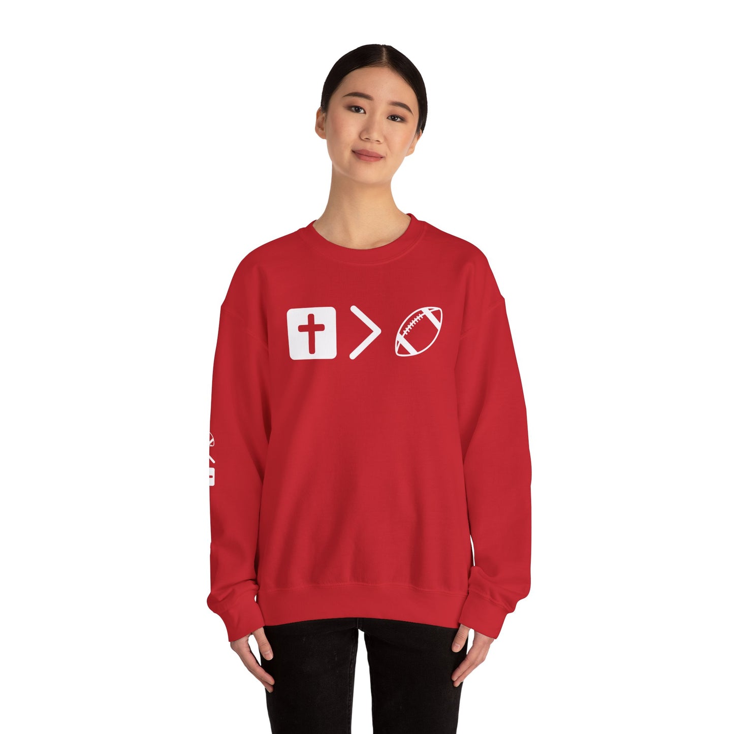 Jesus is bigger than football Unisex Heavy Blend™ Crewneck Sweatshirt