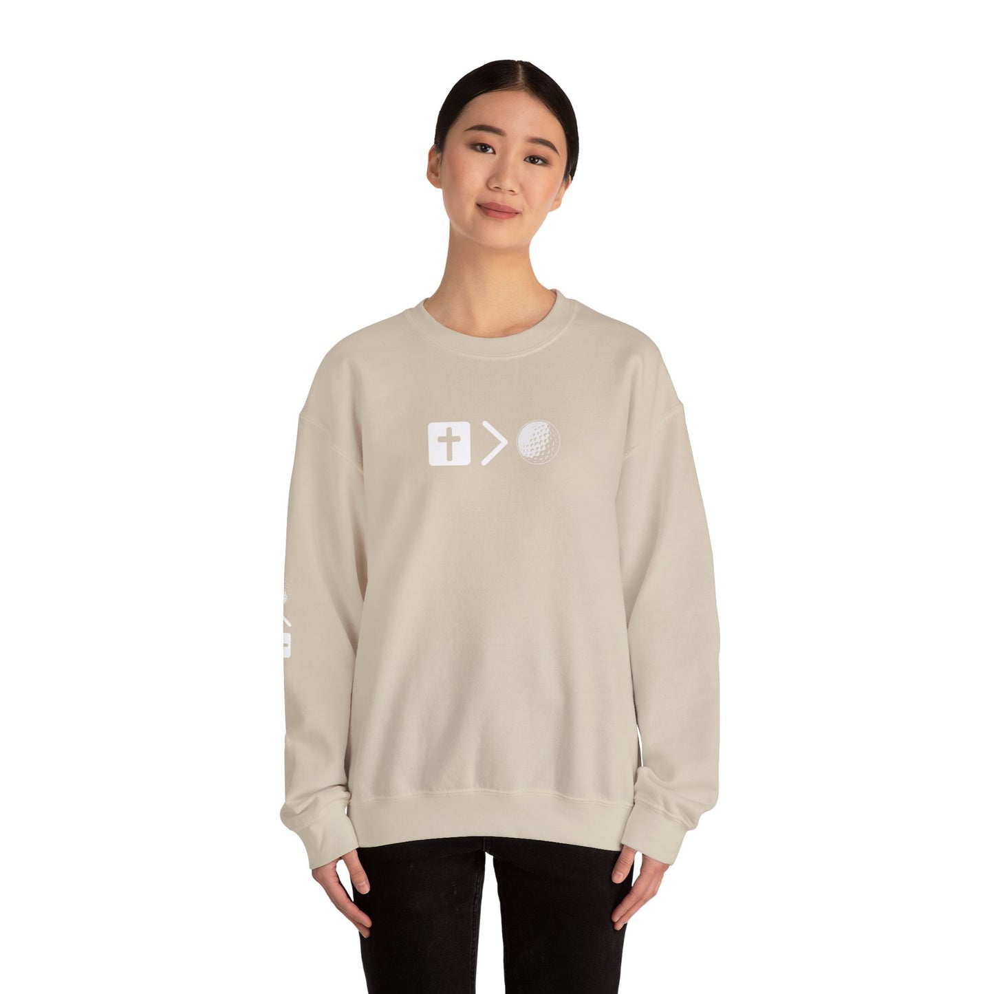 Jesus is bigger than golf Unisex Heavy Blend™ Crewneck Sweatshirt