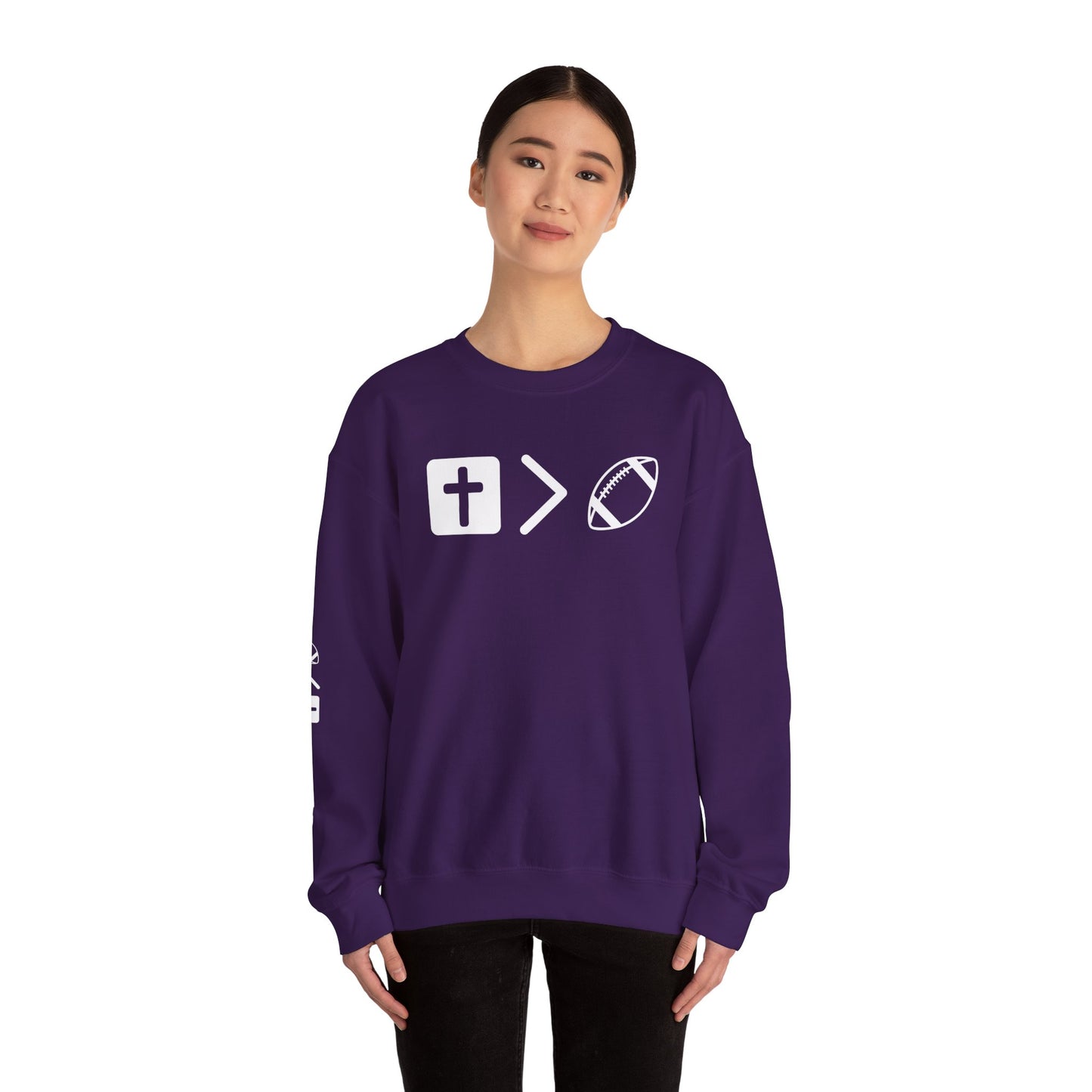 Jesus is bigger than football Unisex Heavy Blend™ Crewneck Sweatshirt