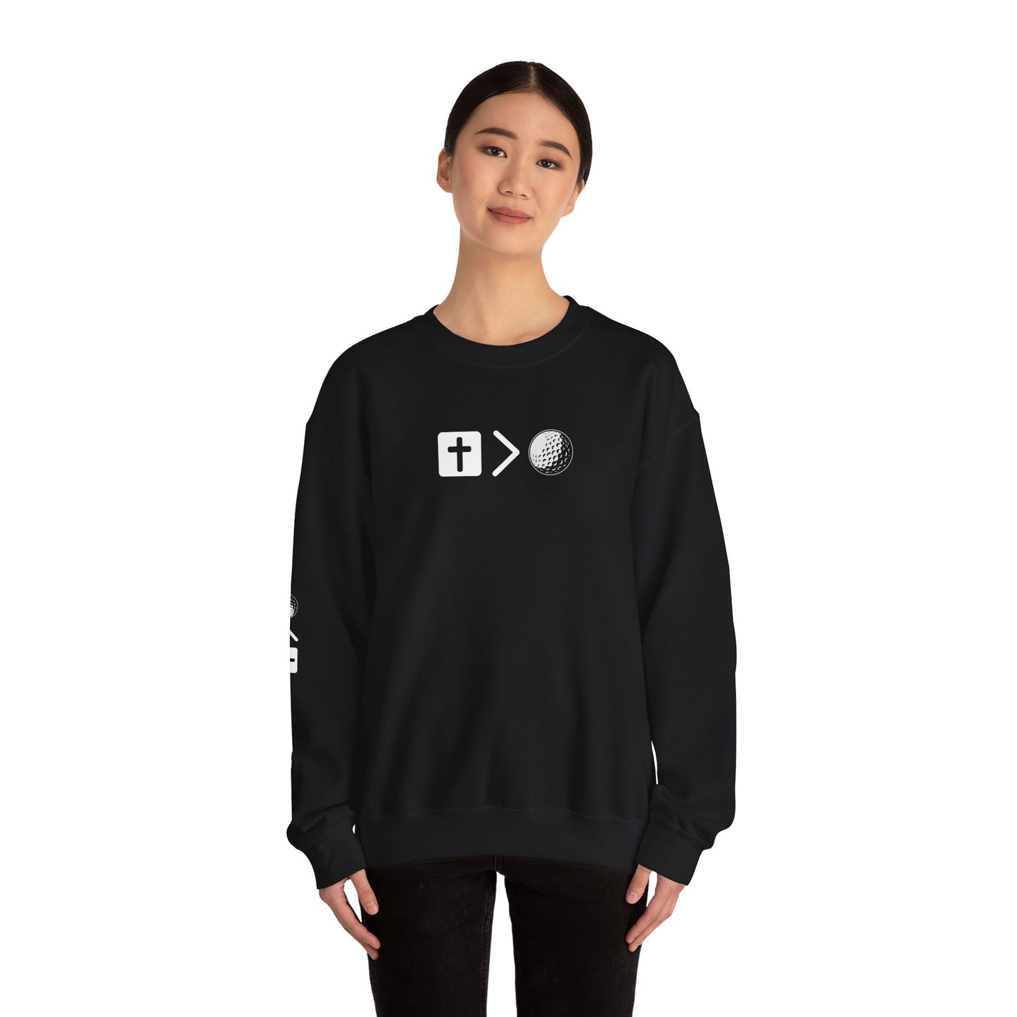 Jesus is bigger than golf Unisex Heavy Blend™ Crewneck Sweatshirt
