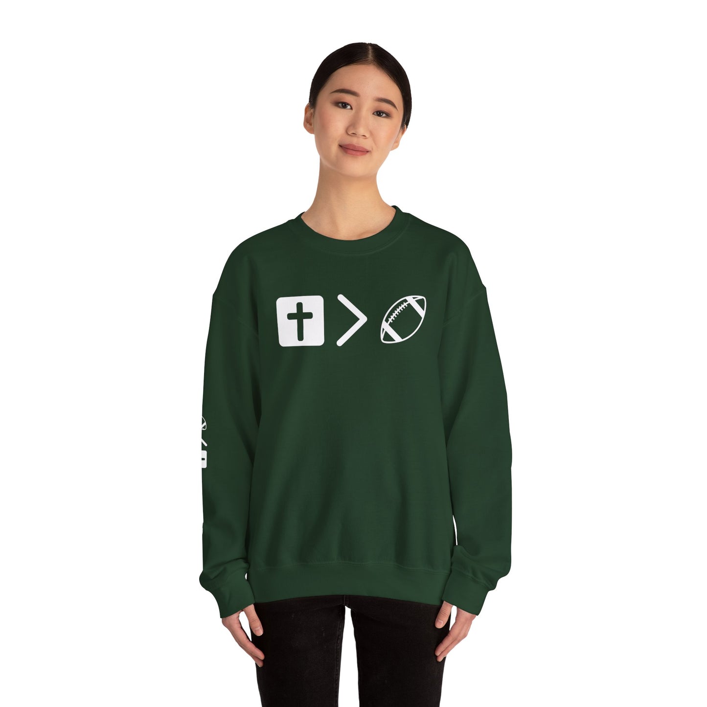 Jesus is bigger than football Unisex Heavy Blend™ Crewneck Sweatshirt