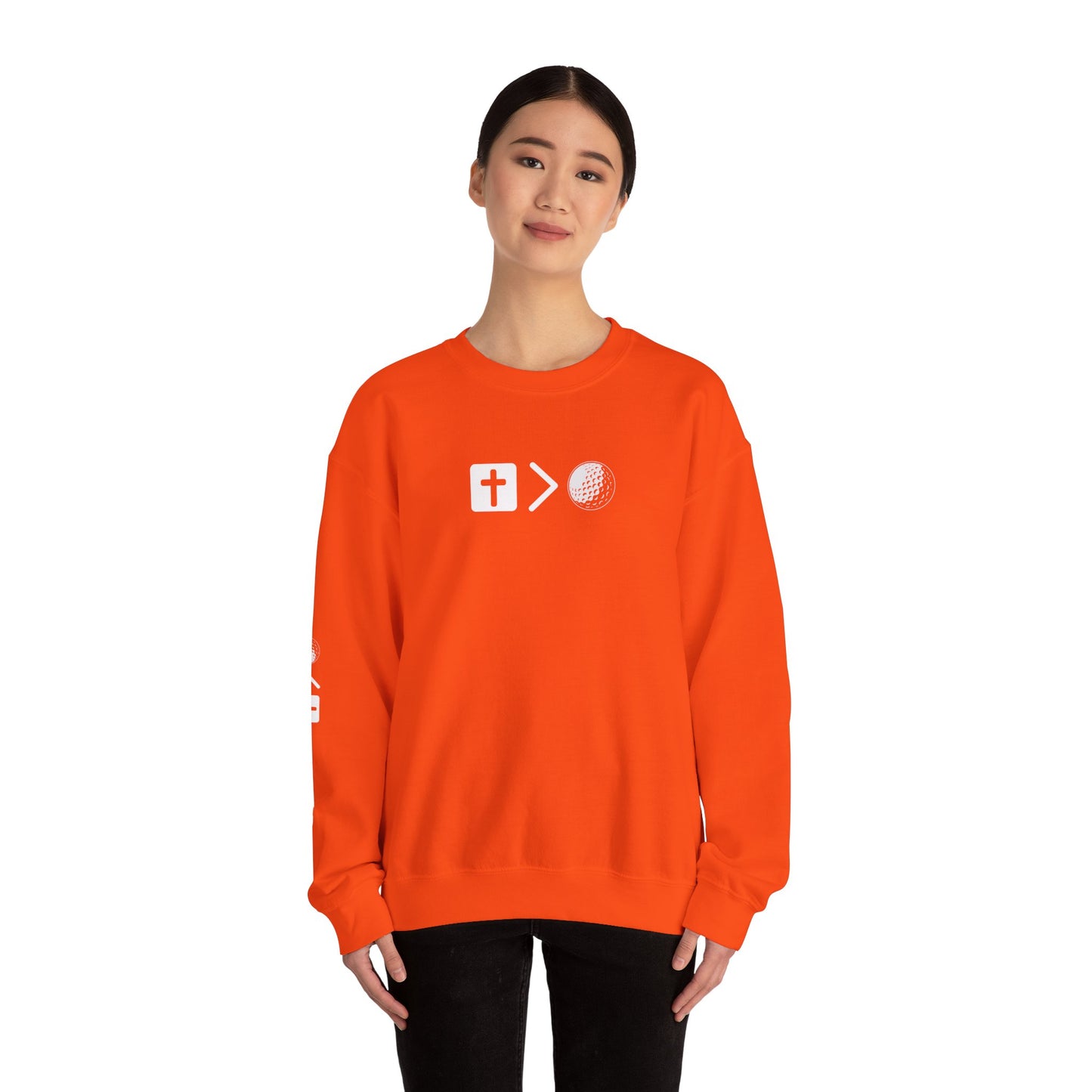 Jesus is bigger than golf Unisex Heavy Blend™ Crewneck Sweatshirt