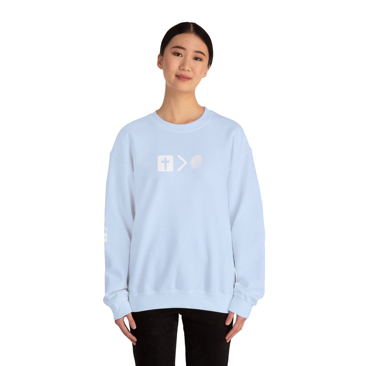 Jesus is bigger than golf Unisex Heavy Blend™ Crewneck Sweatshirt