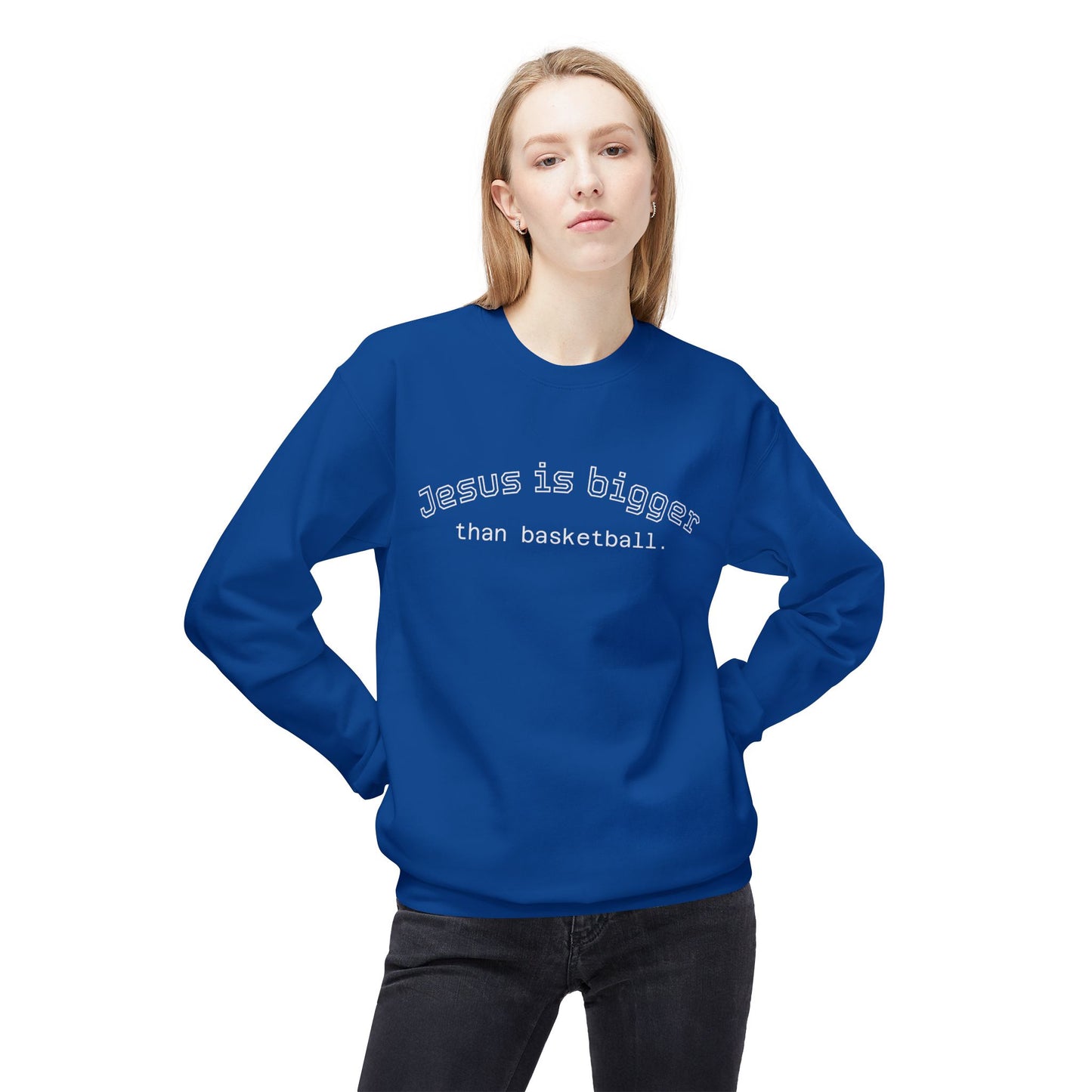 Light Weight Jesus is bigger than basketball Crew Neck