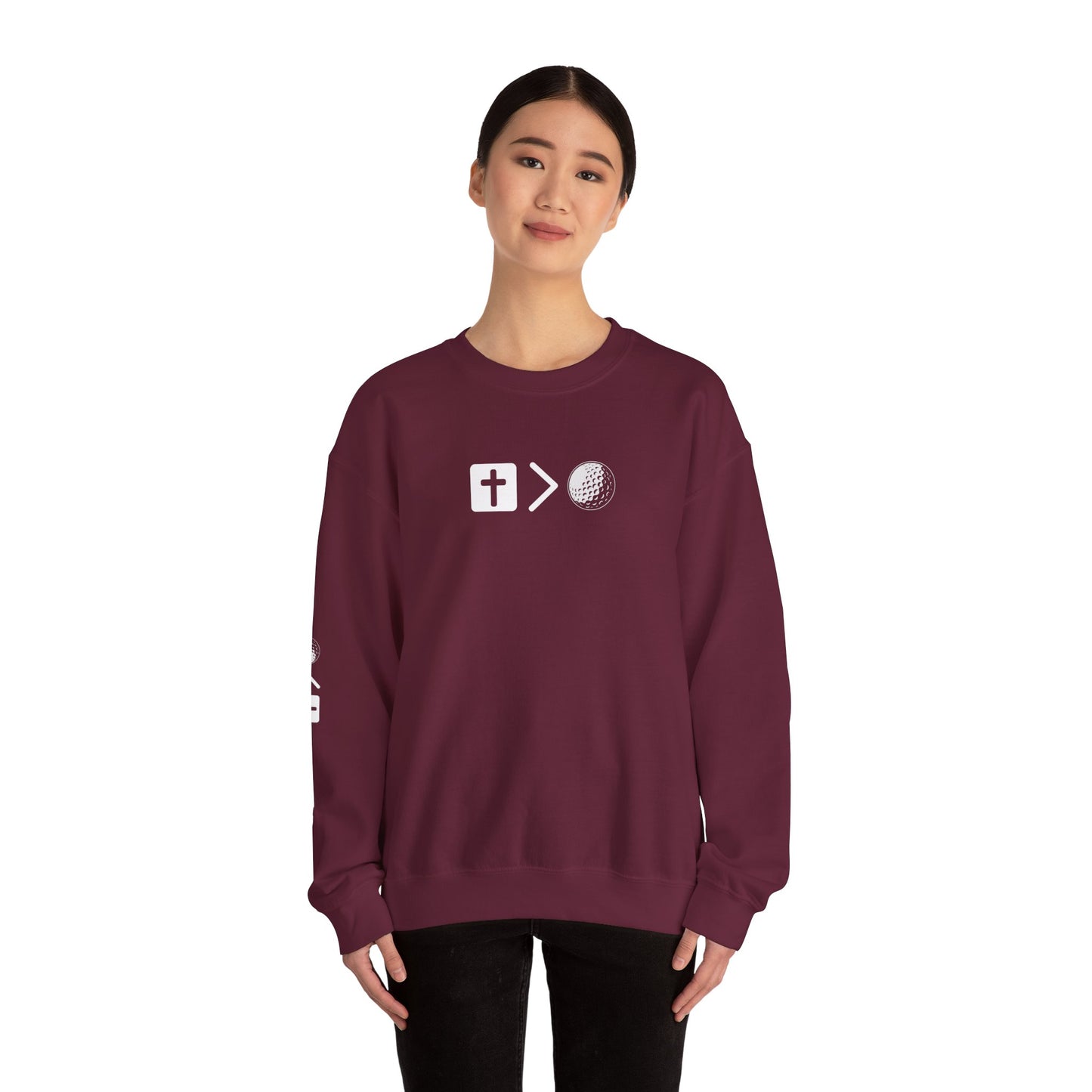 Jesus is bigger than golf Unisex Heavy Blend™ Crewneck Sweatshirt