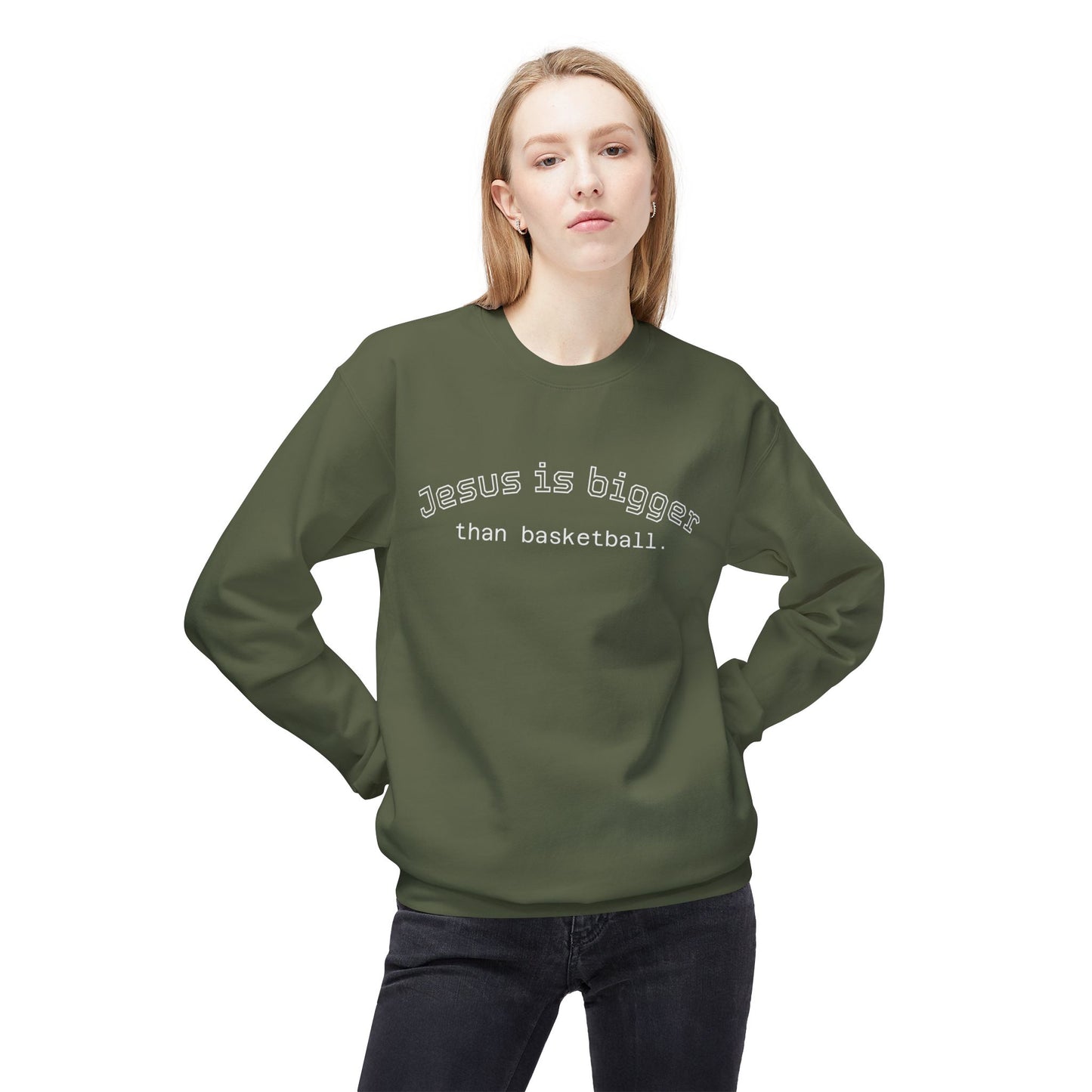 Light Weight Jesus is bigger than basketball Crew Neck