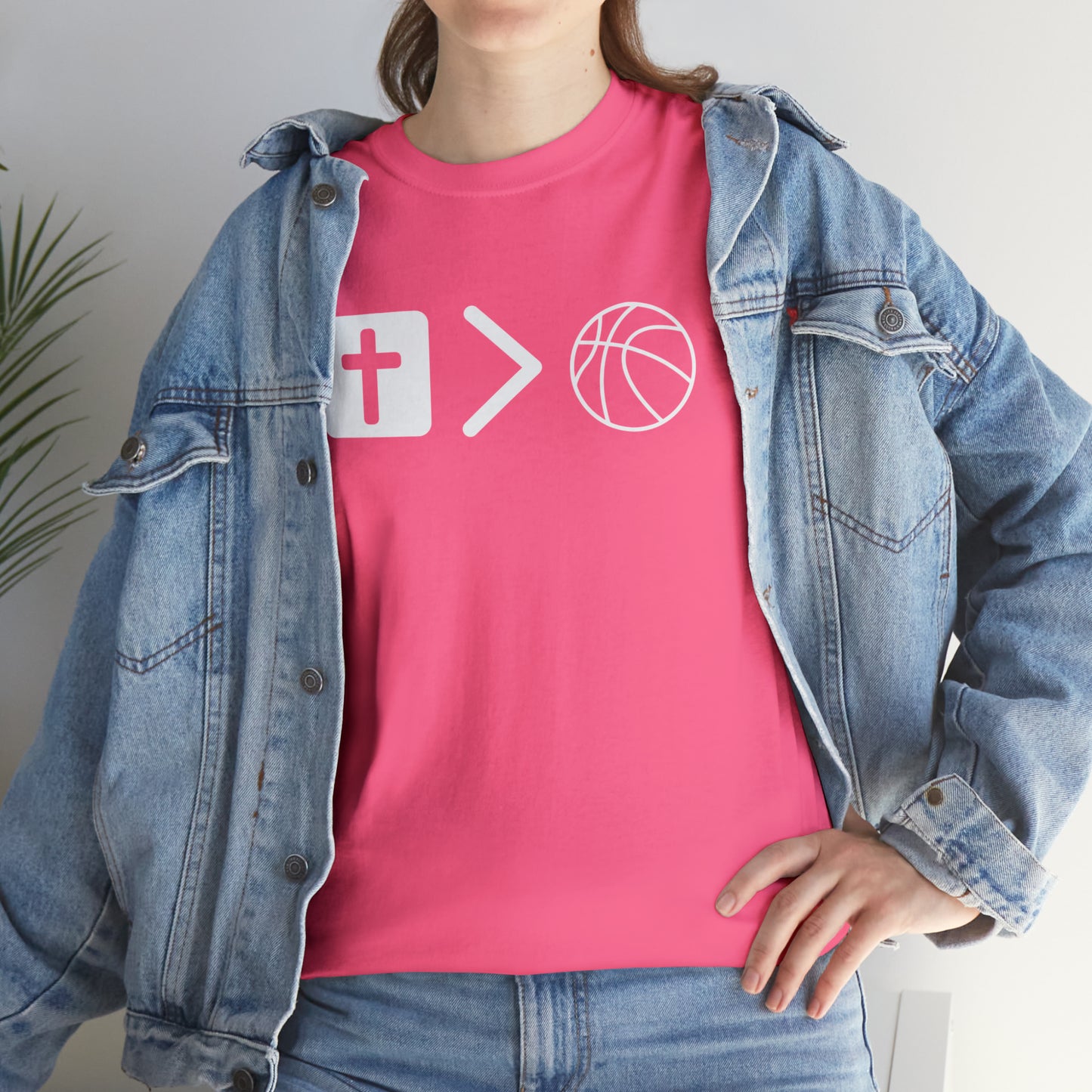NEON Jesus is bigger than basketball Unisex Heavy Cotton Tee