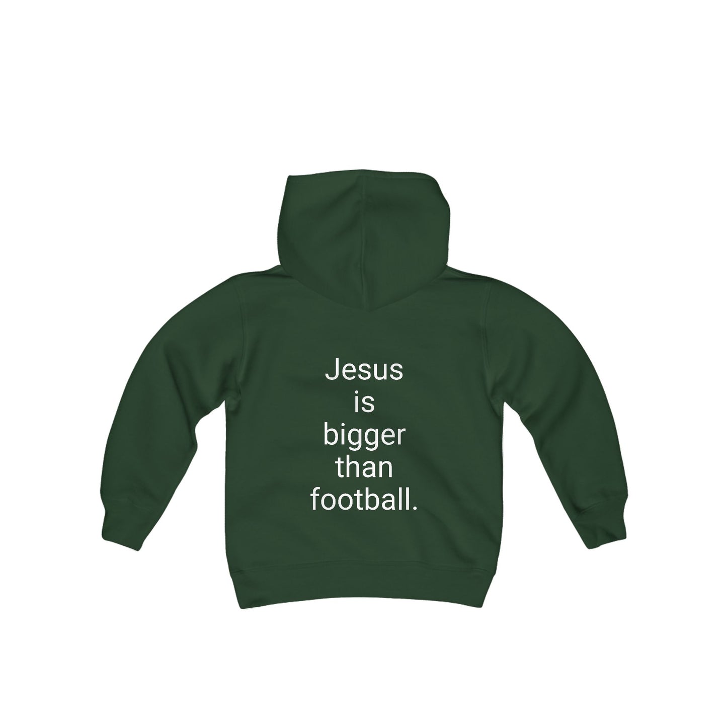 Jesus is bigger than footballl Youth Heavy Blend Hooded Sweatshirt