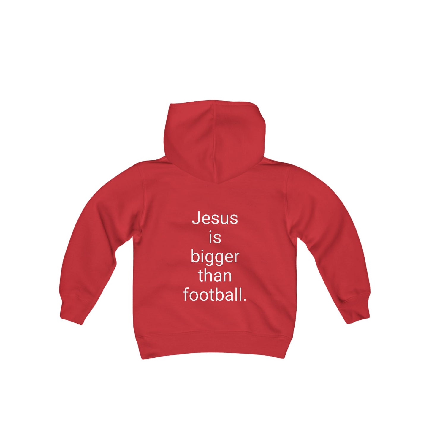 Jesus is bigger than footballl Youth Heavy Blend Hooded Sweatshirt