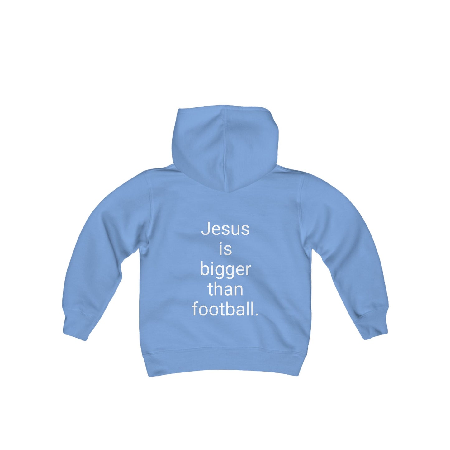 Jesus is bigger than footballl Youth Heavy Blend Hooded Sweatshirt