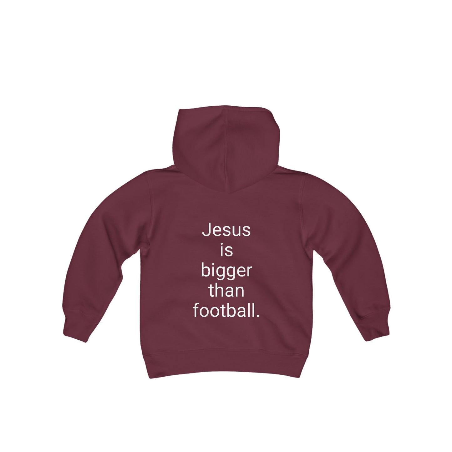 Jesus is bigger than footballl Youth Heavy Blend Hooded Sweatshirt