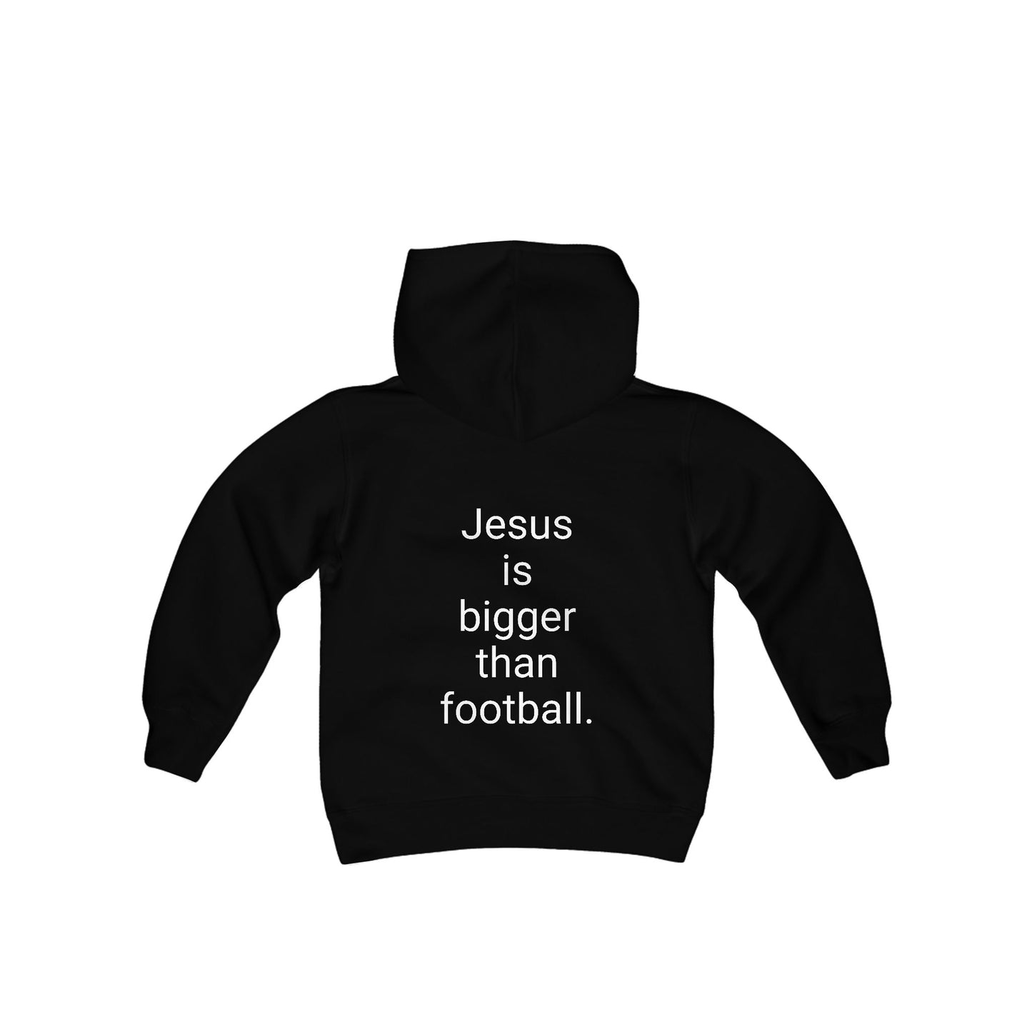 Jesus is bigger than footballl Youth Heavy Blend Hooded Sweatshirt
