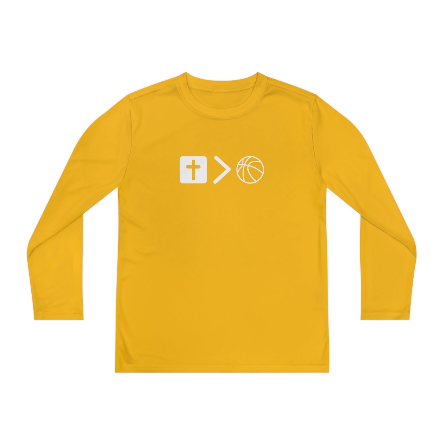 Jesus is bigger than basketball Youth Long Sleeve Competitor Tee