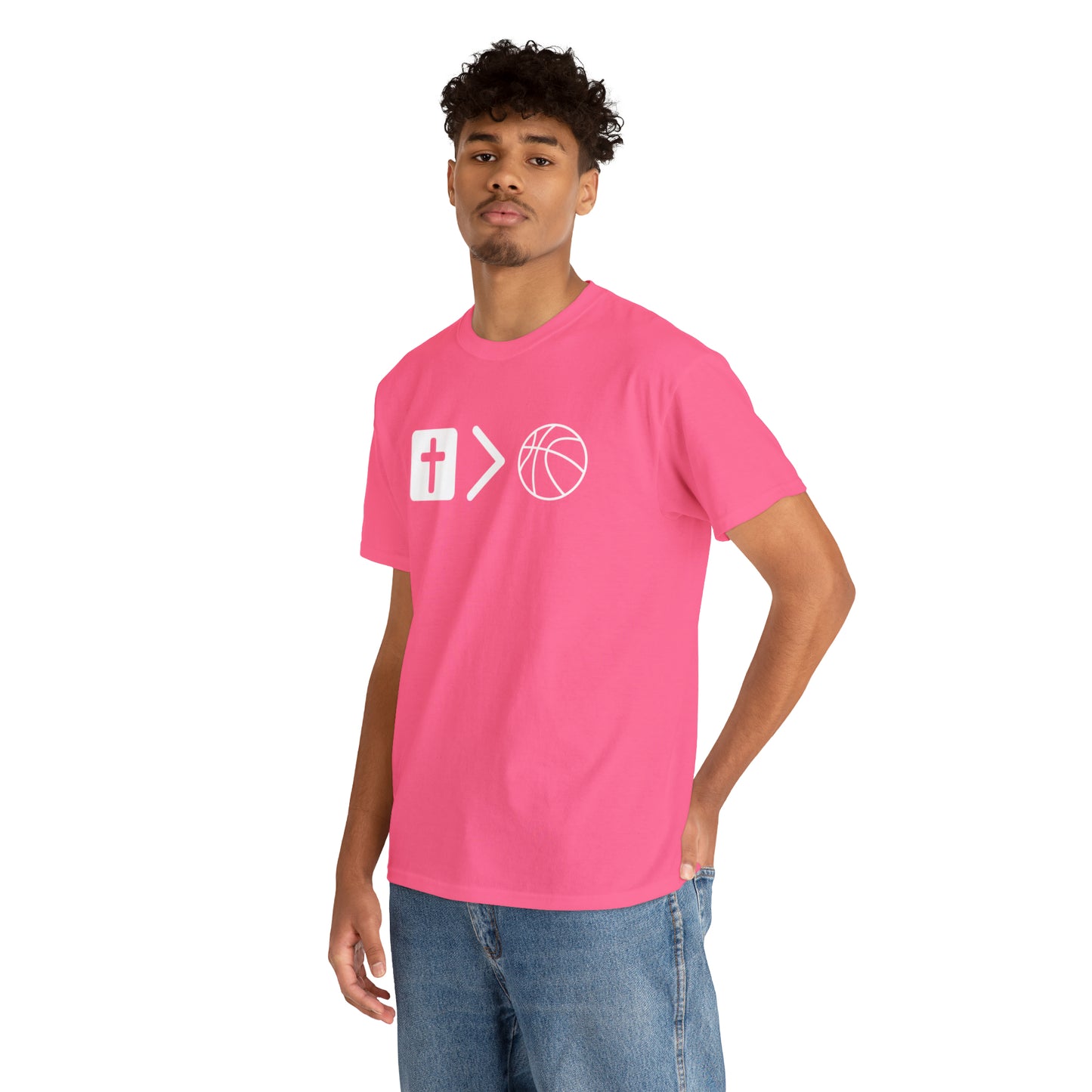 NEON Jesus is bigger than basketball Unisex Heavy Cotton Tee