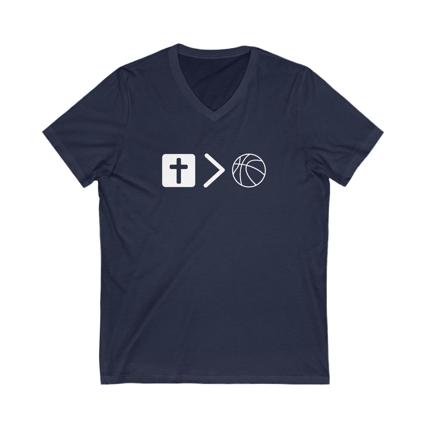 V neck Unisex Jesus is bigger than basketball Tee