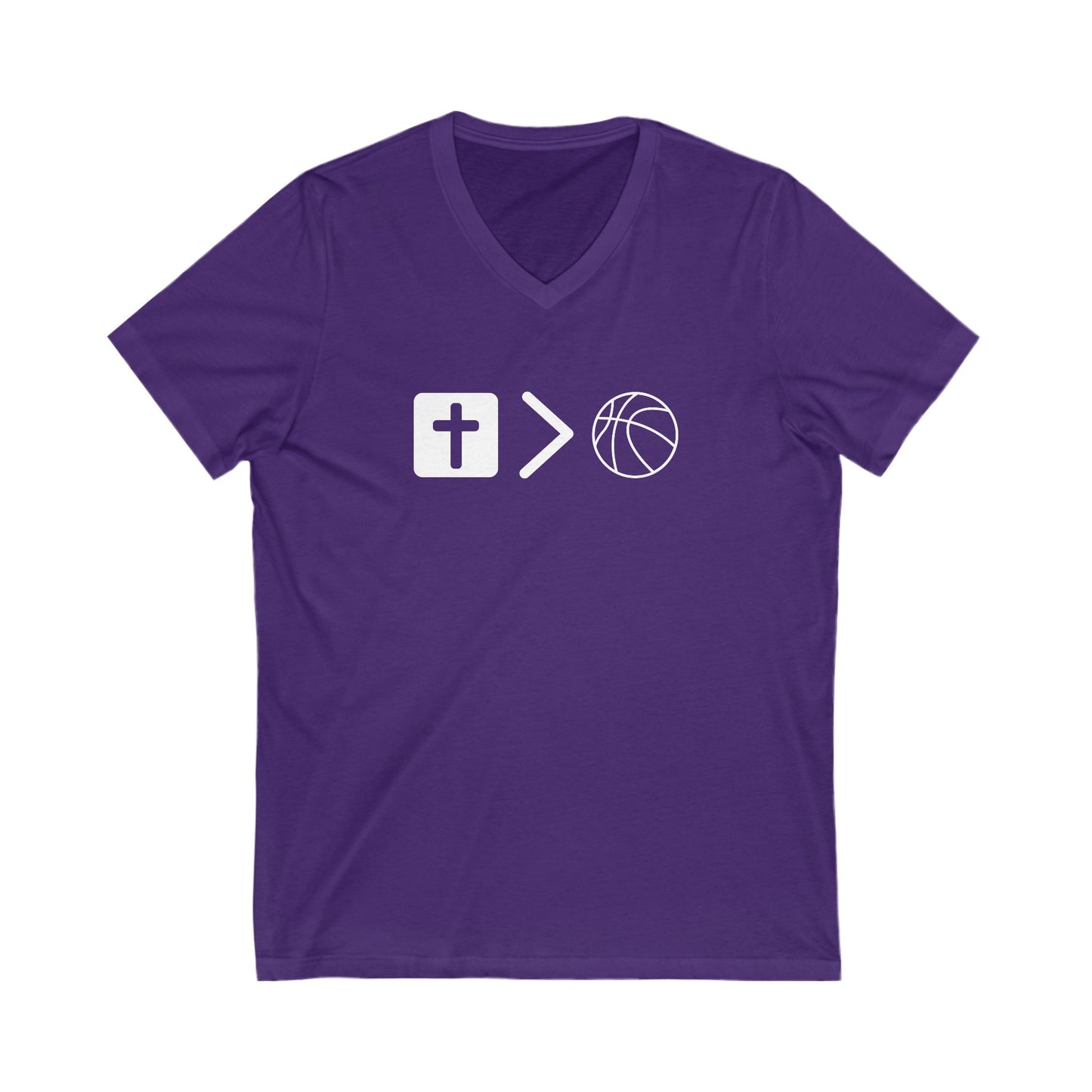 V neck Unisex Jesus is bigger than basketball Tee