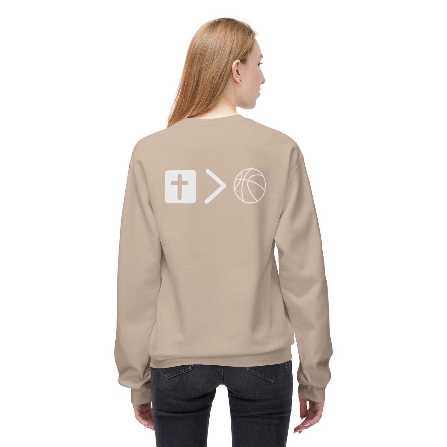 Light Weight Jesus is bigger than basketball Crew Neck