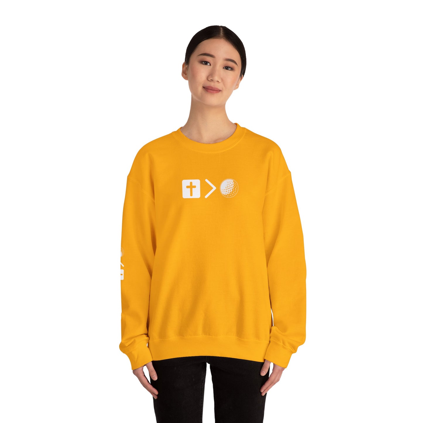 Jesus is bigger than golf Unisex Heavy Blend™ Crewneck Sweatshirt