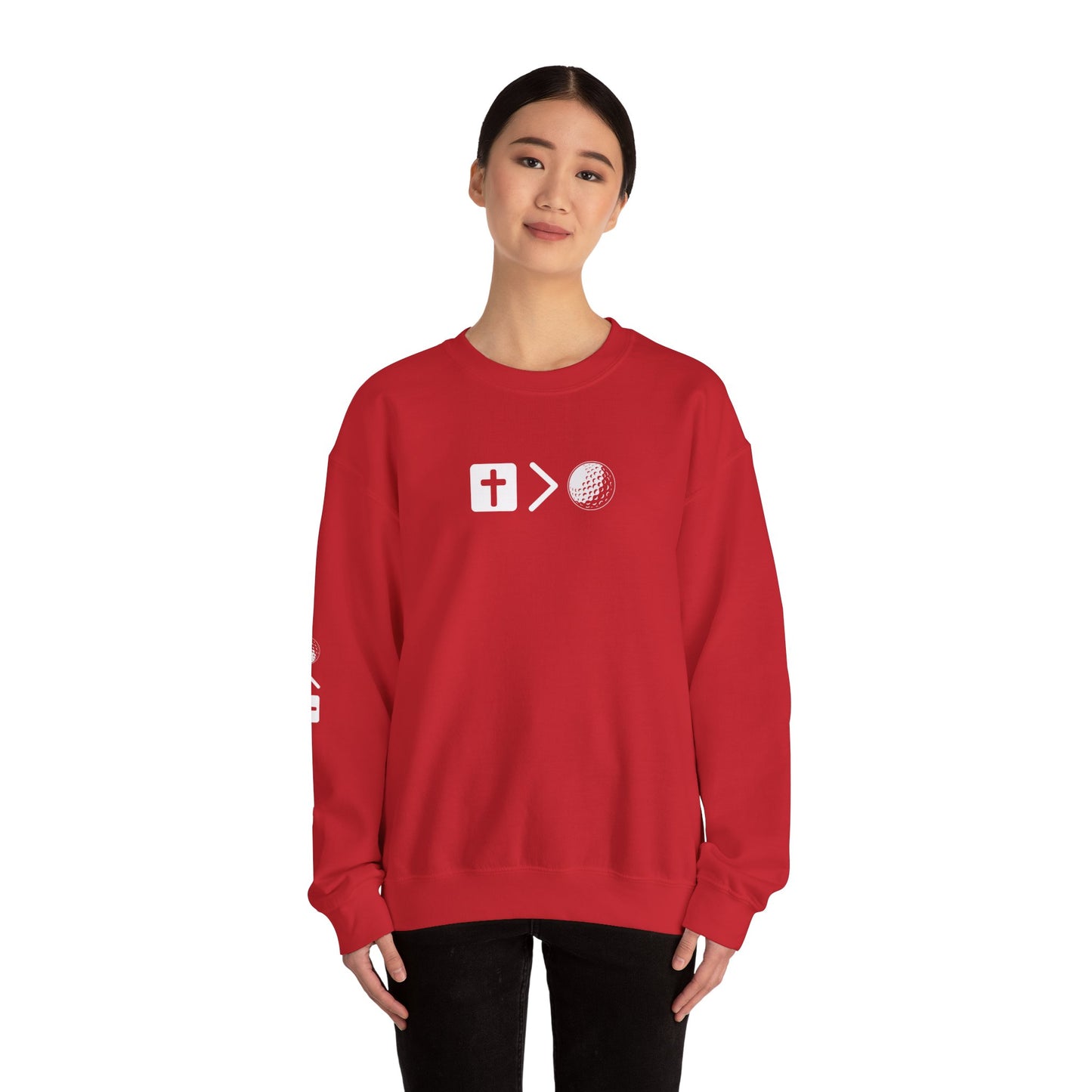 Jesus is bigger than golf Unisex Heavy Blend™ Crewneck Sweatshirt