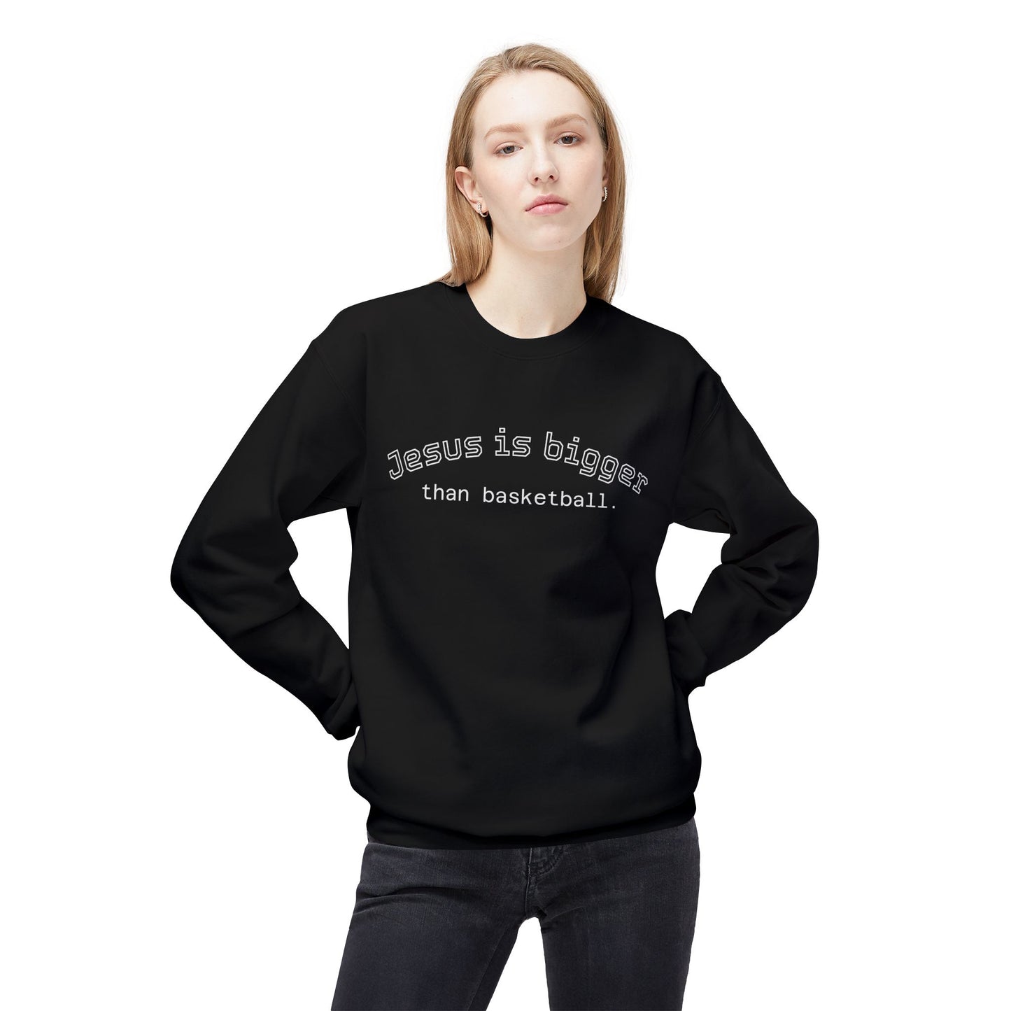 Light Weight Jesus is bigger than basketball Crew Neck