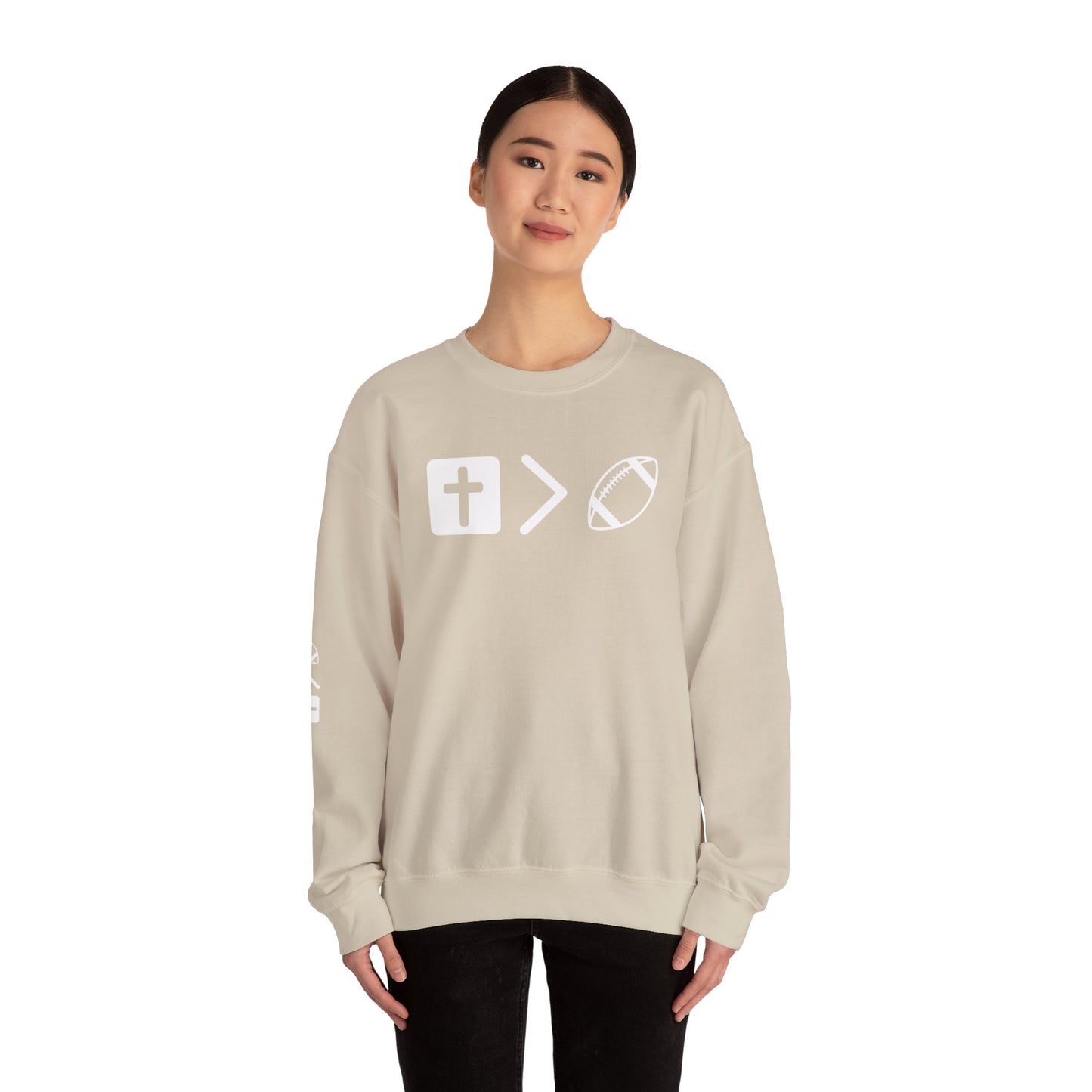 Jesus is bigger than football Unisex Heavy Blend™ Crewneck Sweatshirt