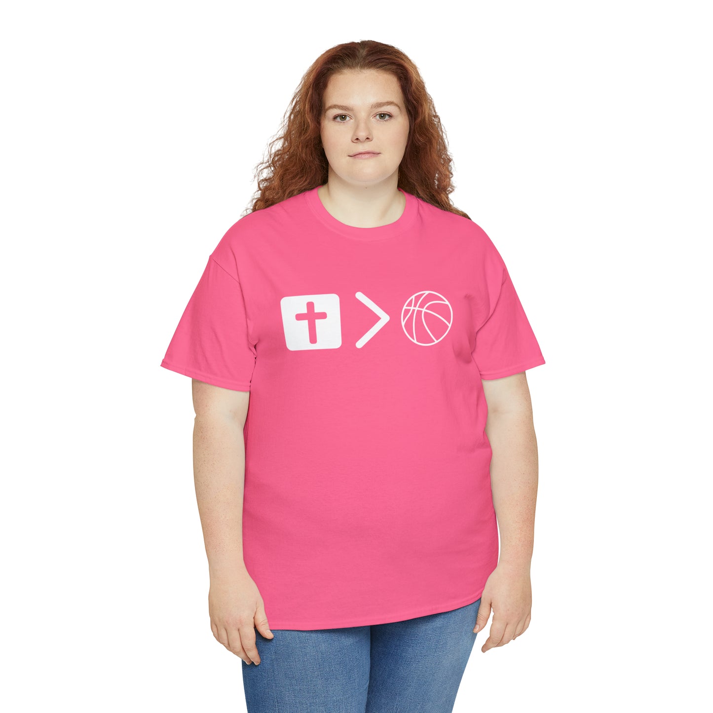 NEON Jesus is bigger than basketball Unisex Heavy Cotton Tee