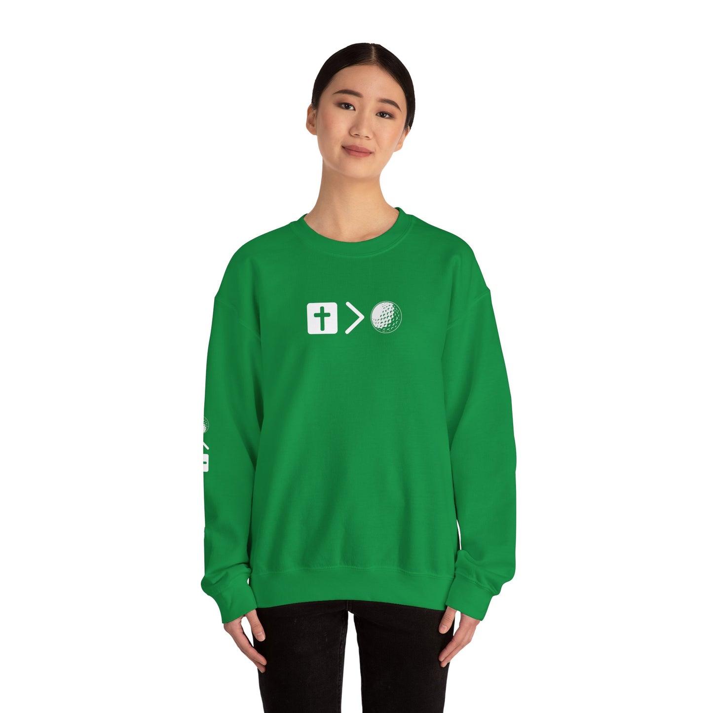 Jesus is bigger than golf Unisex Heavy Blend™ Crewneck Sweatshirt