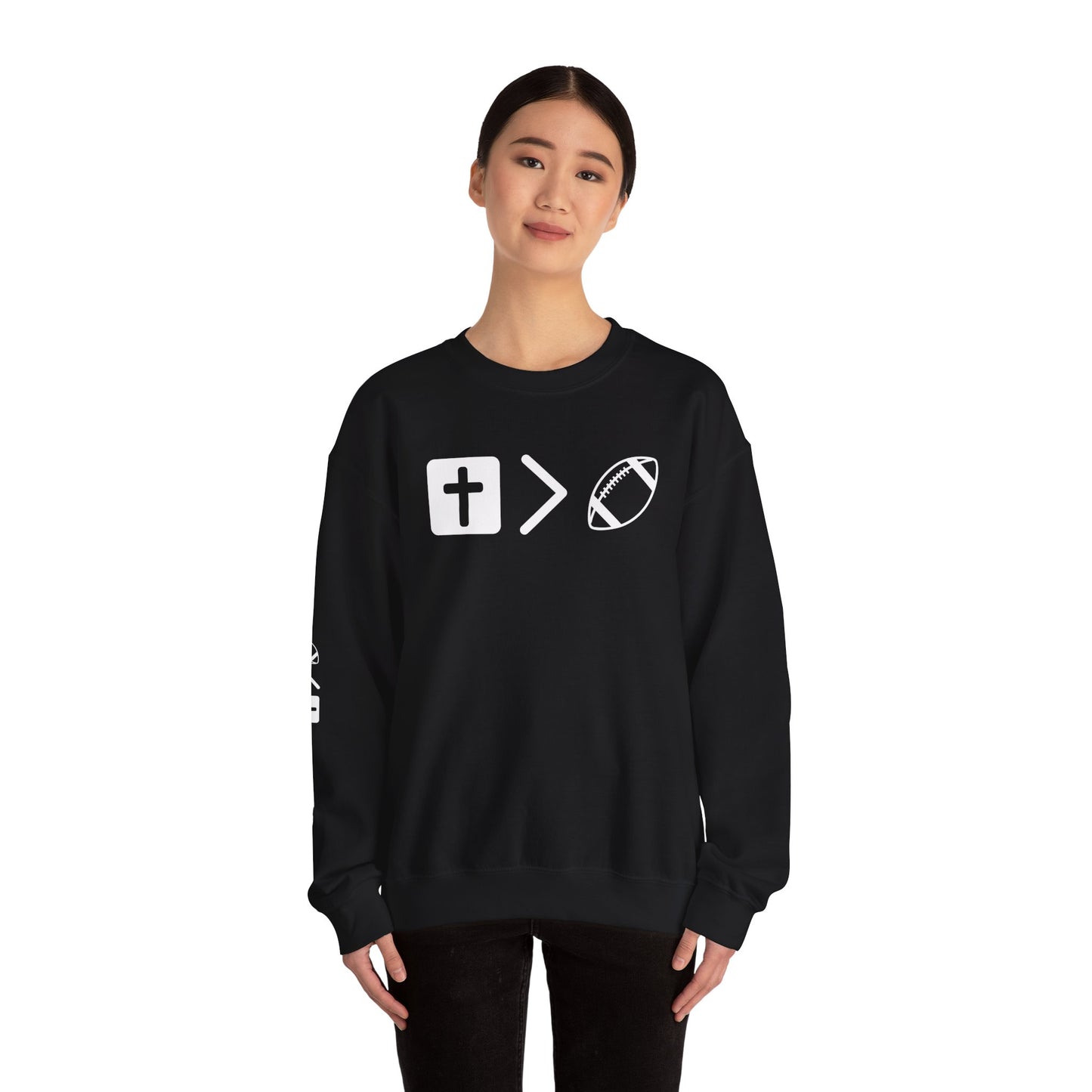 Jesus is bigger than football Unisex Heavy Blend™ Crewneck Sweatshirt