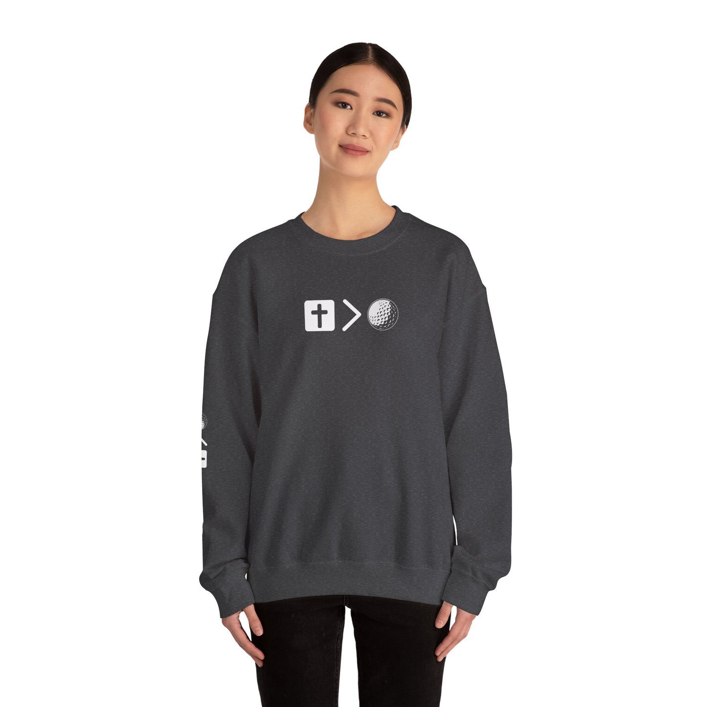 Jesus is bigger than golf Unisex Heavy Blend™ Crewneck Sweatshirt