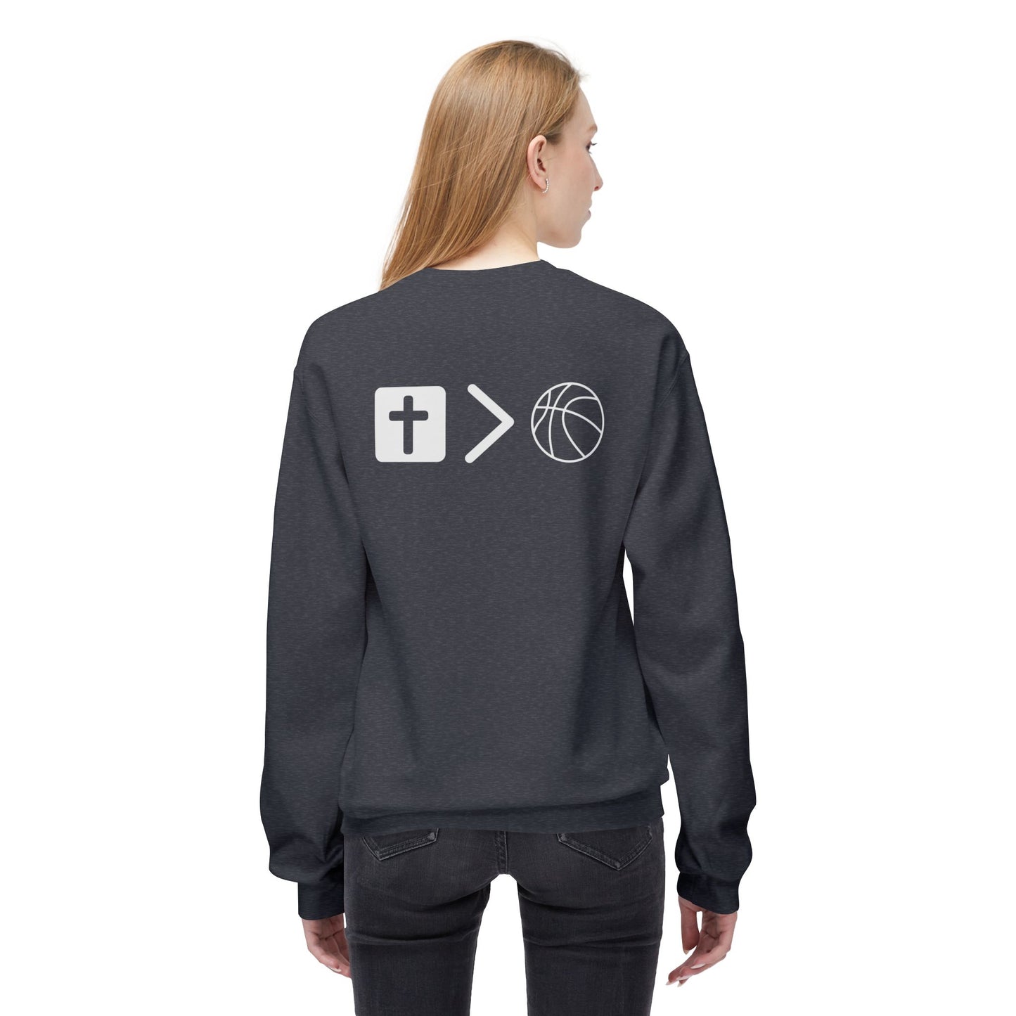 Light Weight Jesus is bigger than basketball Crew Neck