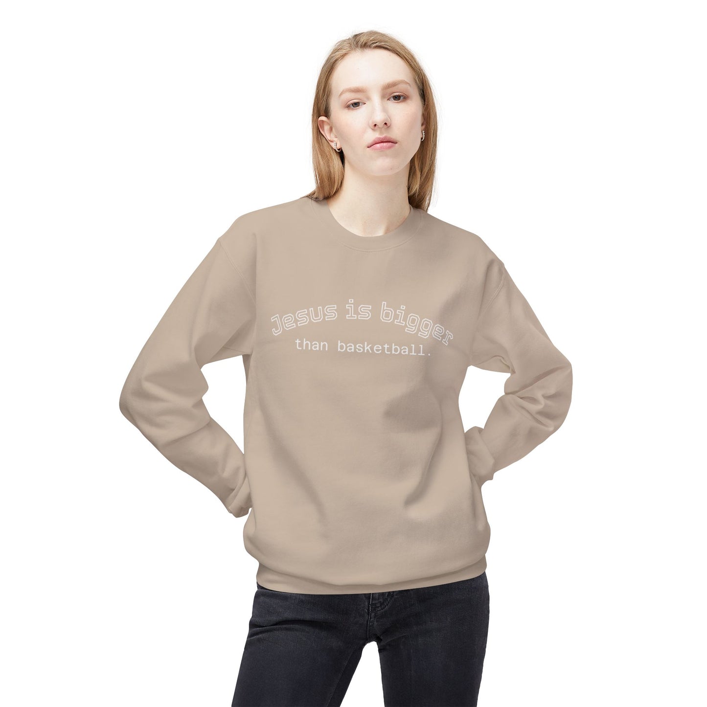 Light Weight Jesus is bigger than basketball Crew Neck
