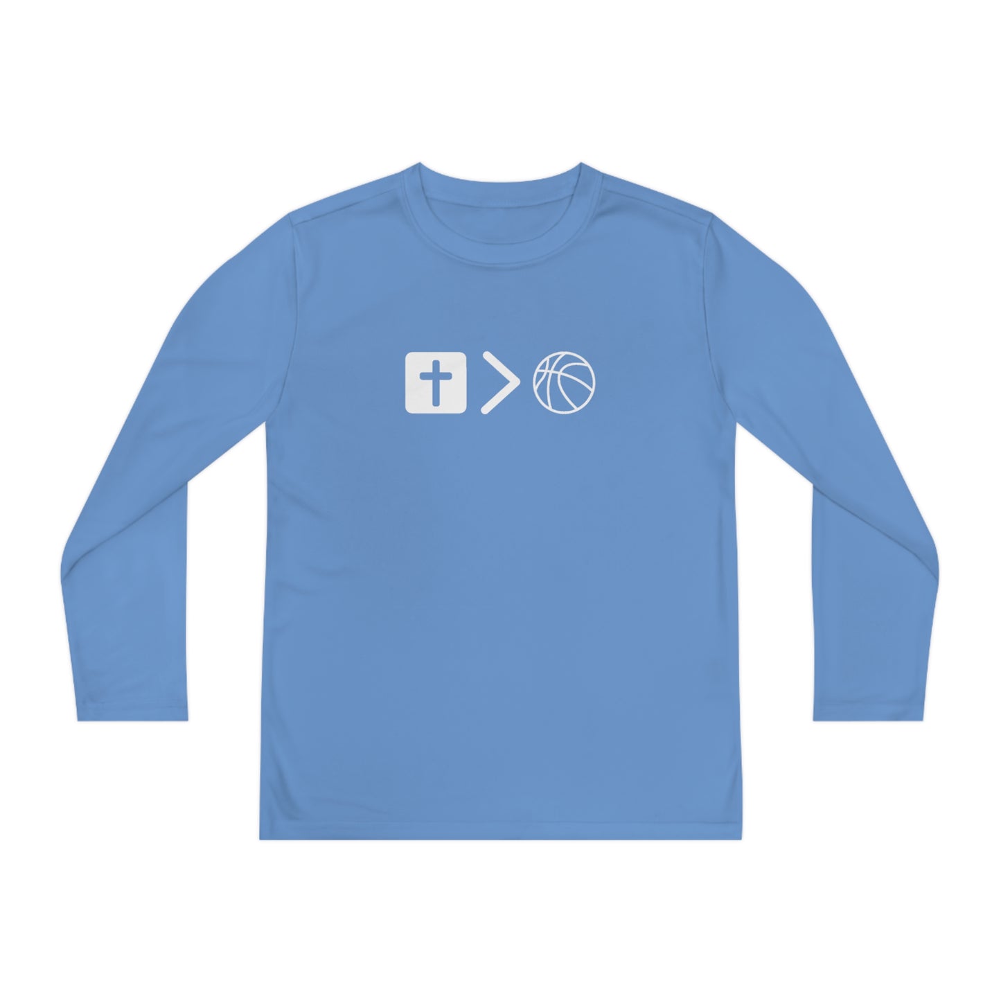 Jesus is bigger than basketball Youth Long Sleeve Competitor Tee