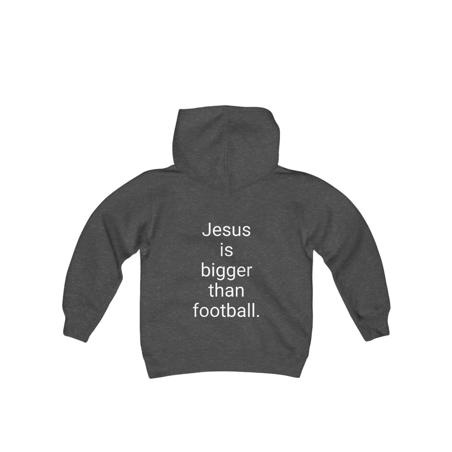 Jesus is bigger than footballl Youth Heavy Blend Hooded Sweatshirt