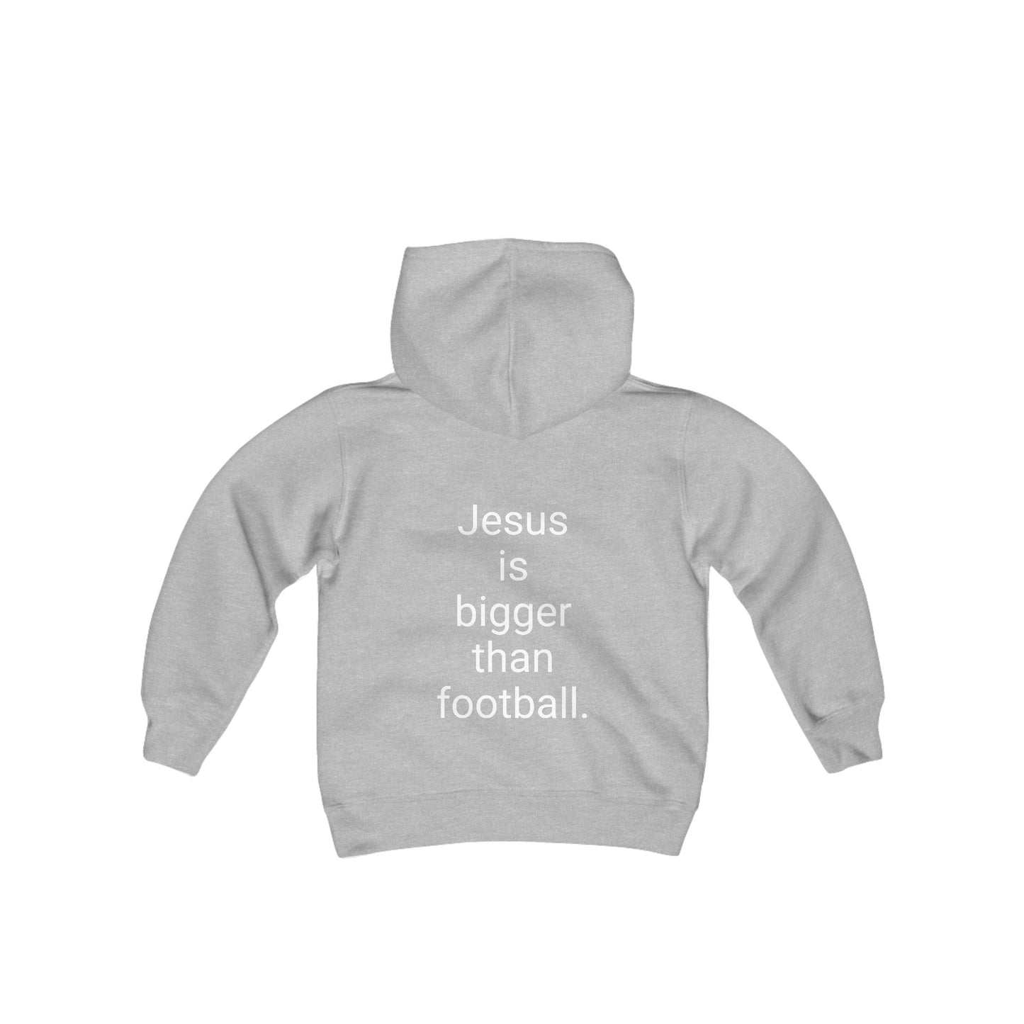 Jesus is bigger than footballl Youth Heavy Blend Hooded Sweatshirt