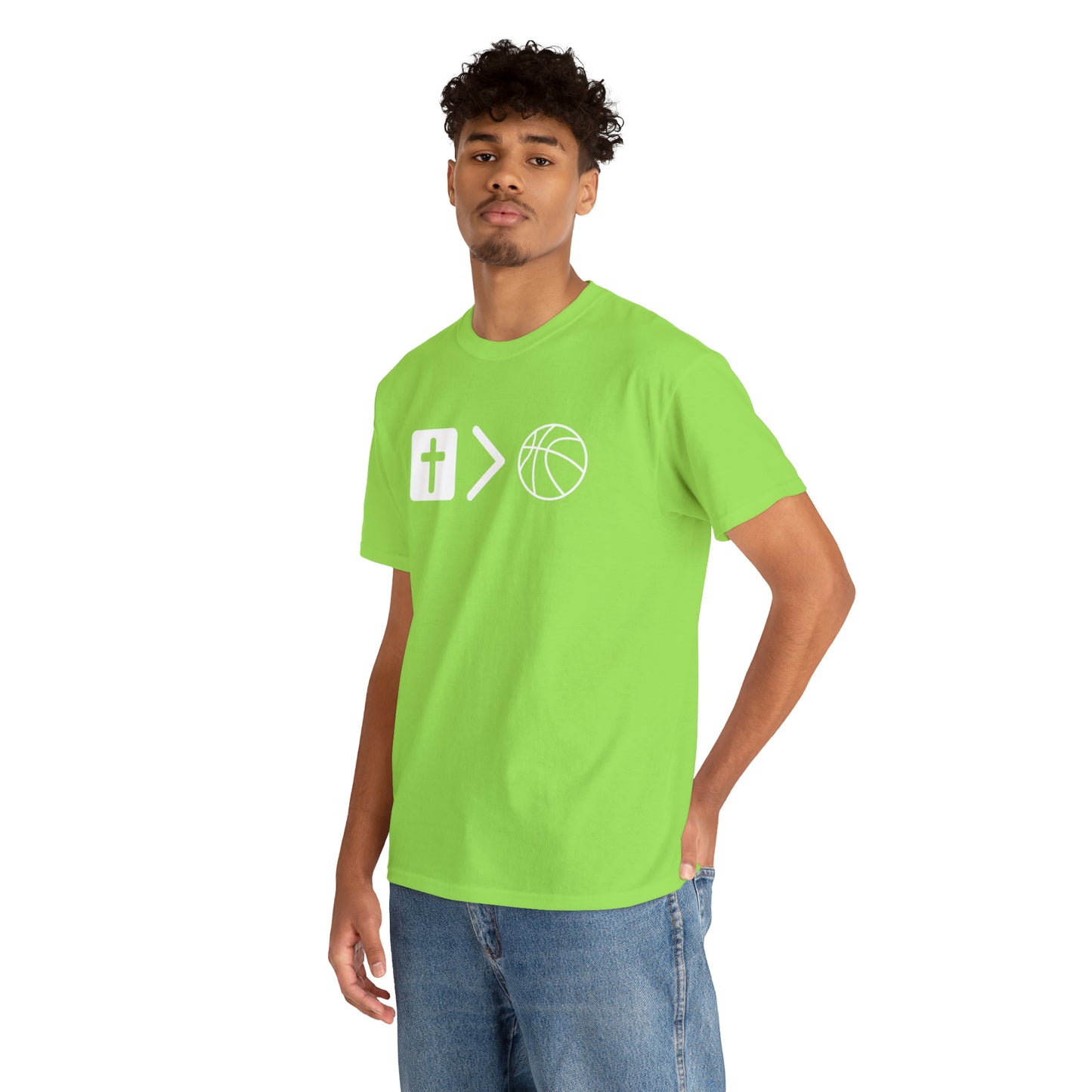 NEON Jesus is bigger than basketball Unisex Heavy Cotton Tee