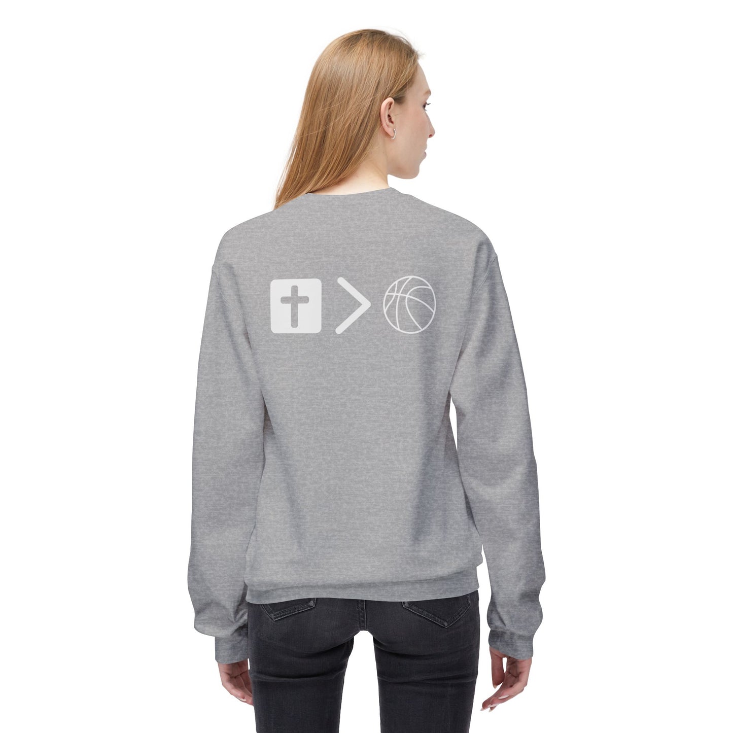 Light Weight Jesus is bigger than basketball Crew Neck