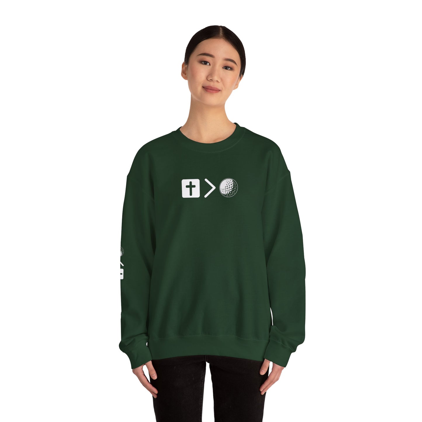 Jesus is bigger than golf Unisex Heavy Blend™ Crewneck Sweatshirt